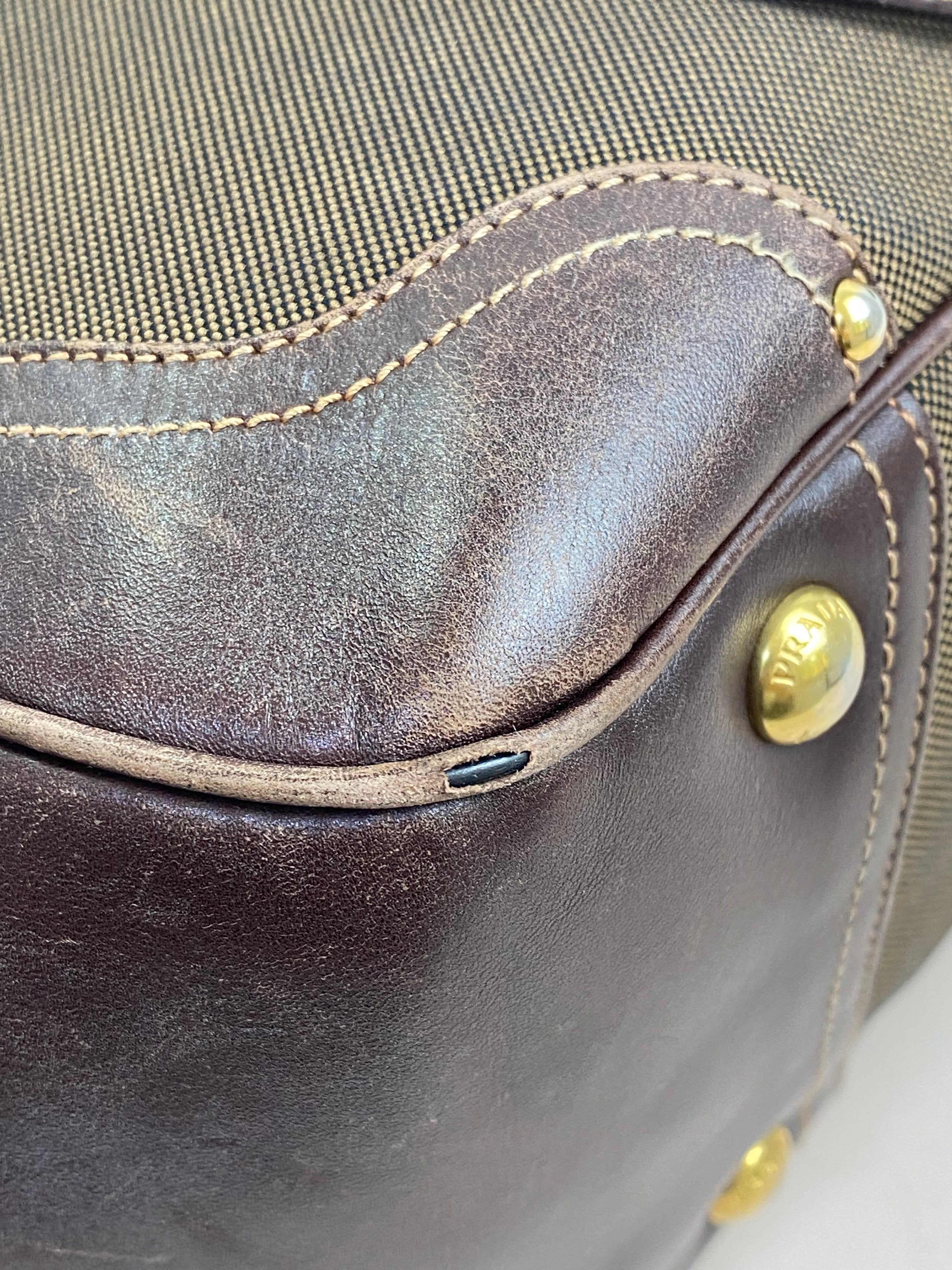 Prada Brown Bowling Bruciato Logo Shoulder Bag