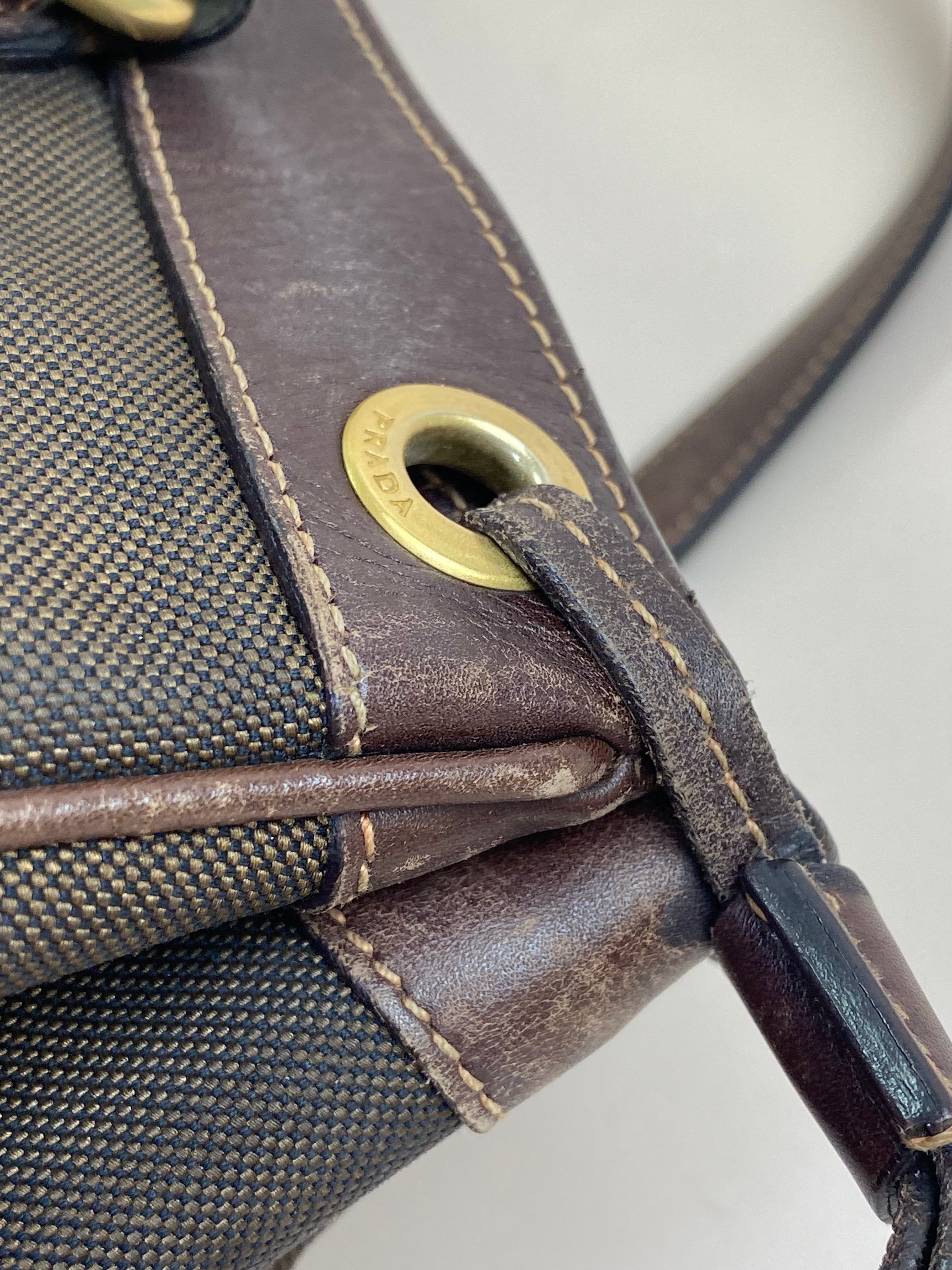Prada Brown Bowling Bruciato Logo Shoulder Bag