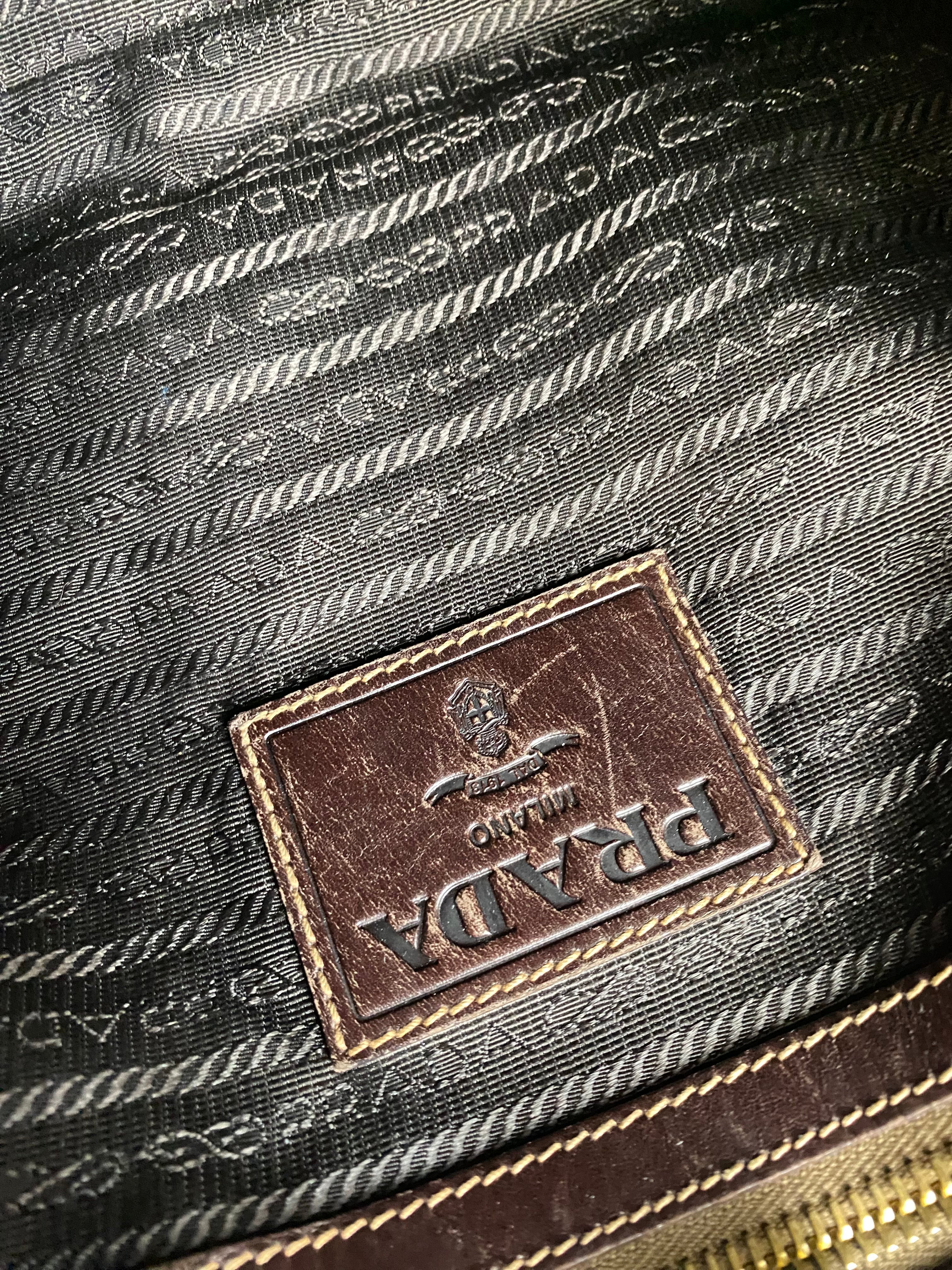Prada Brown Bowling Bruciato Logo Shoulder Bag