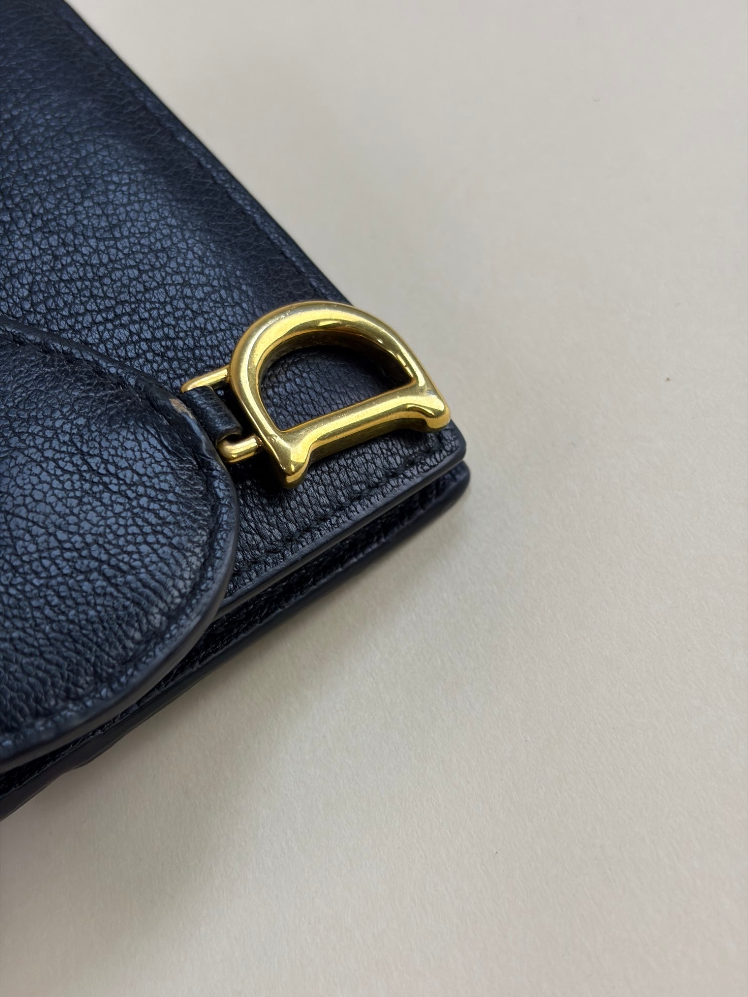 Christian Dior black Saddle bloom card holder