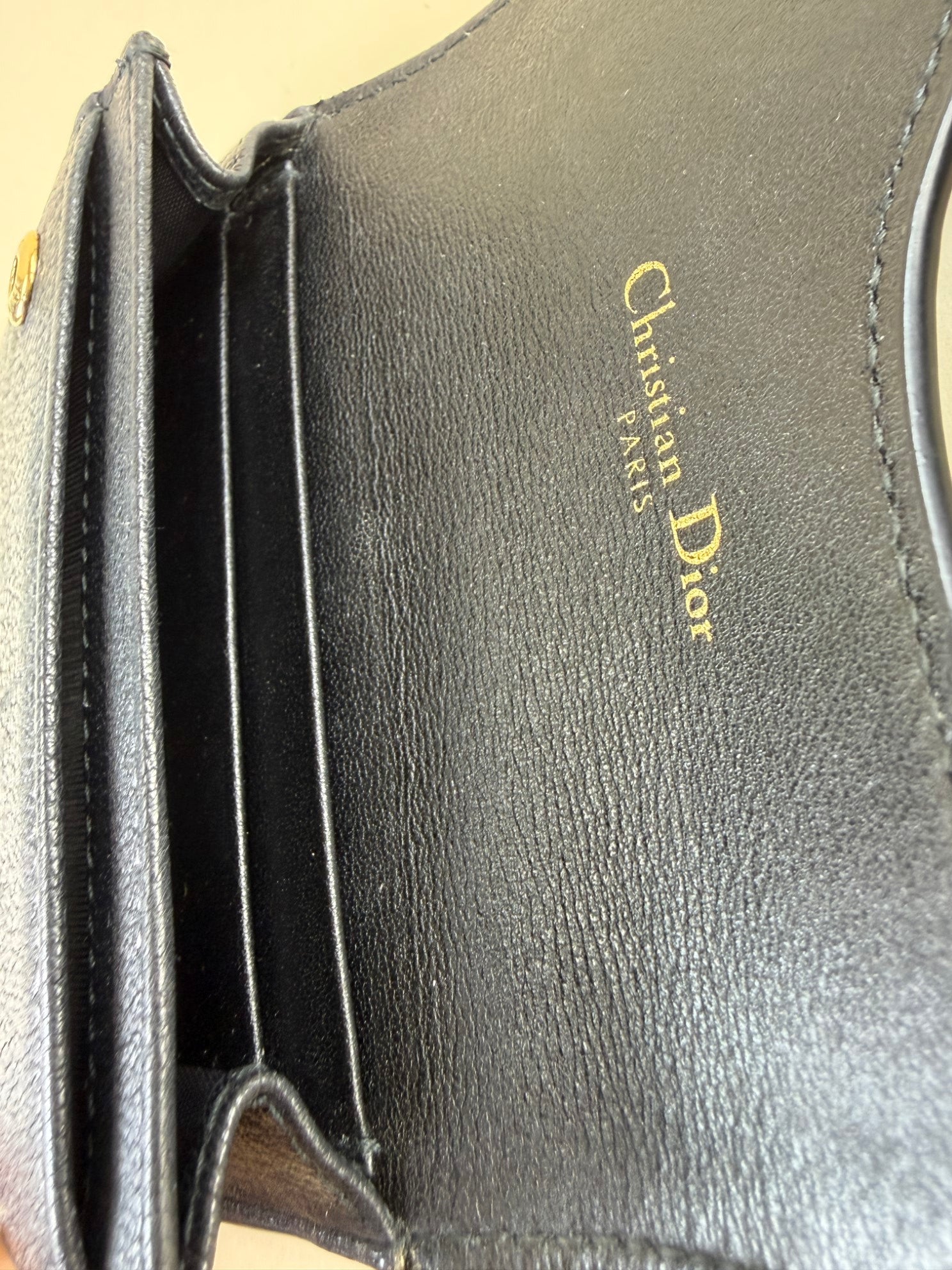 Christian Dior black Saddle bloom card holder