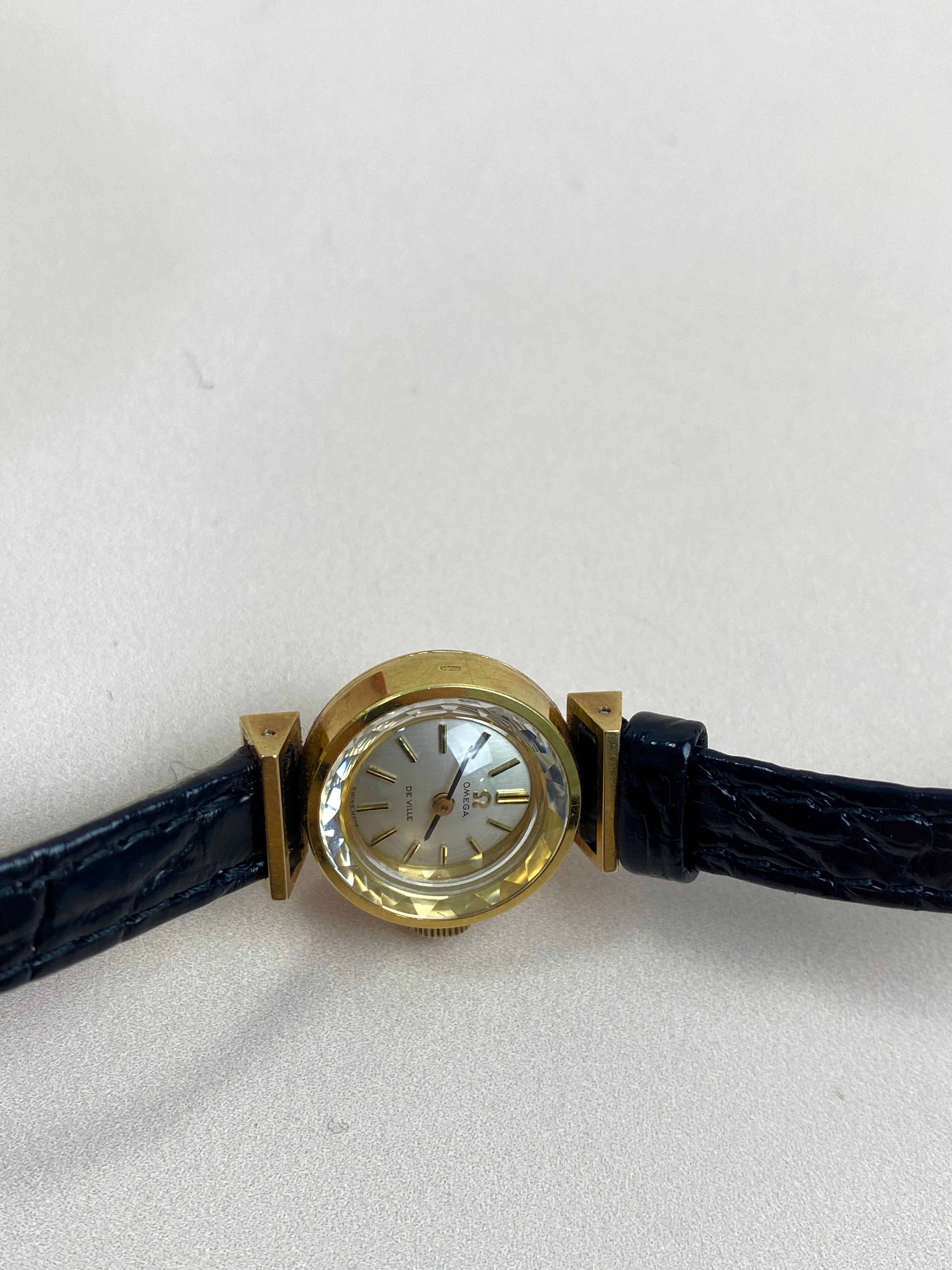 Omega Black Vintage Mechanical Movement De Ville 17mm Watch