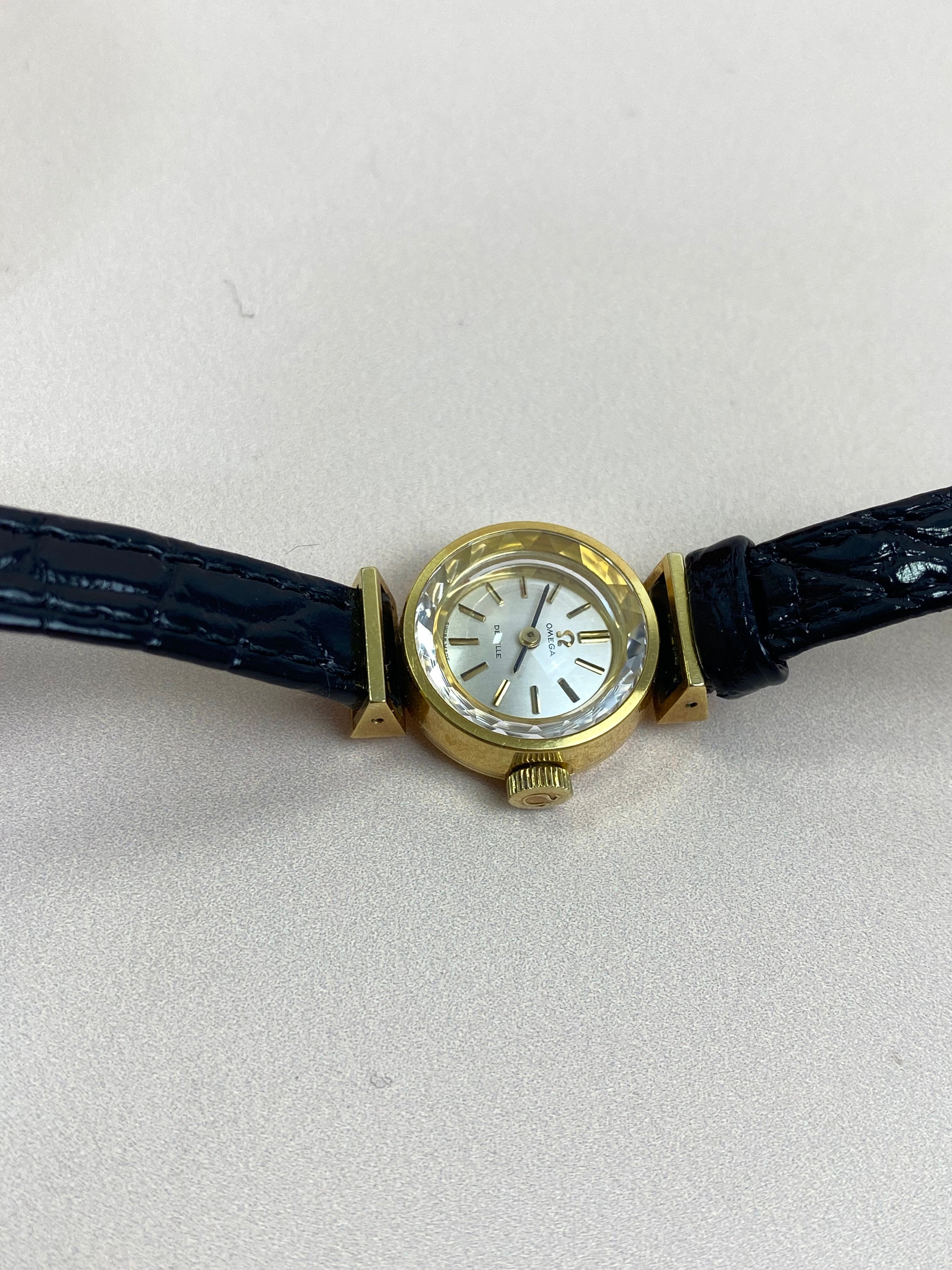 Omega Black Vintage Mechanical Movement De Ville 17mm Watch