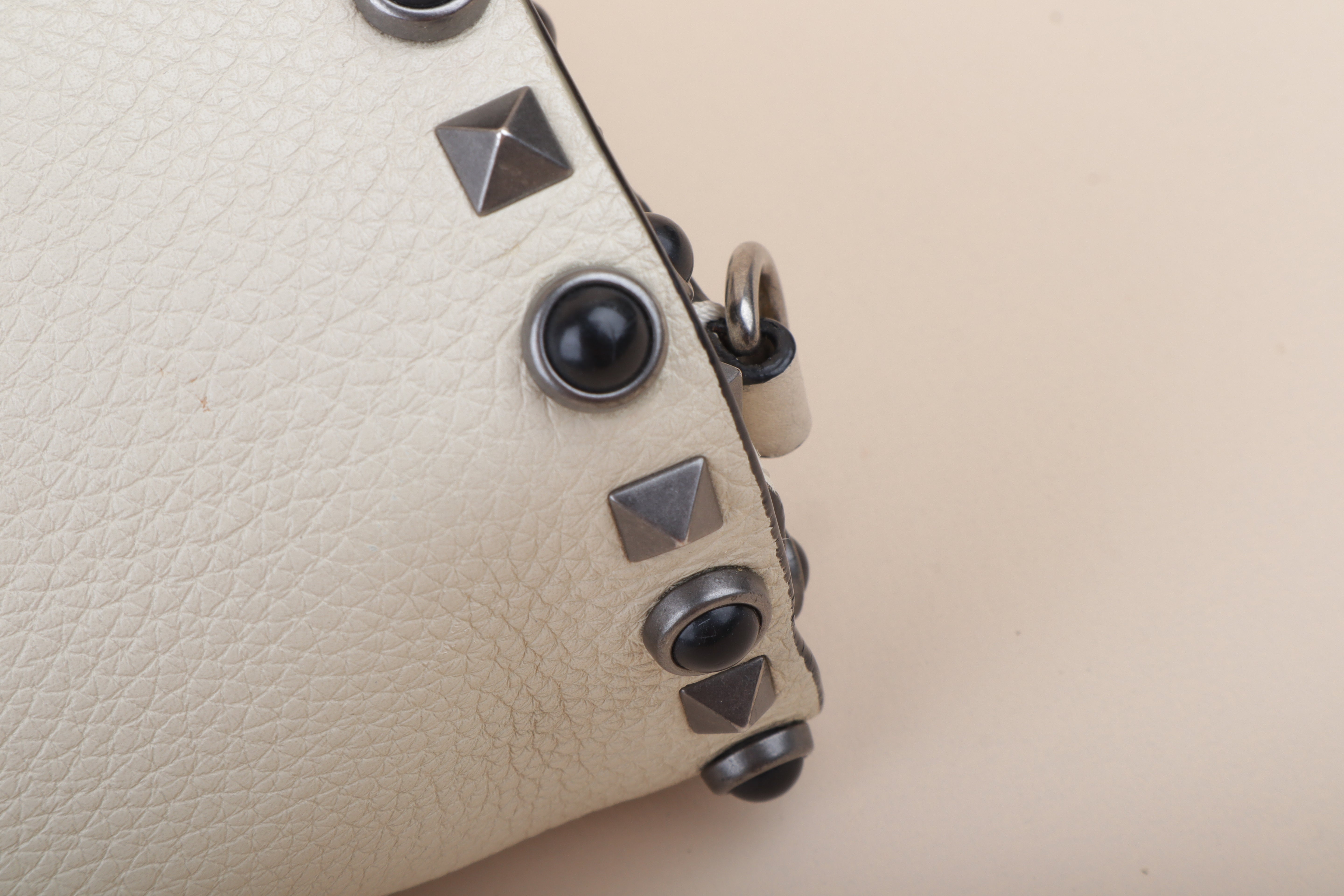 Valentino Ivory Cream Guitar Strap Rolling Rockstud Crossbody Bag