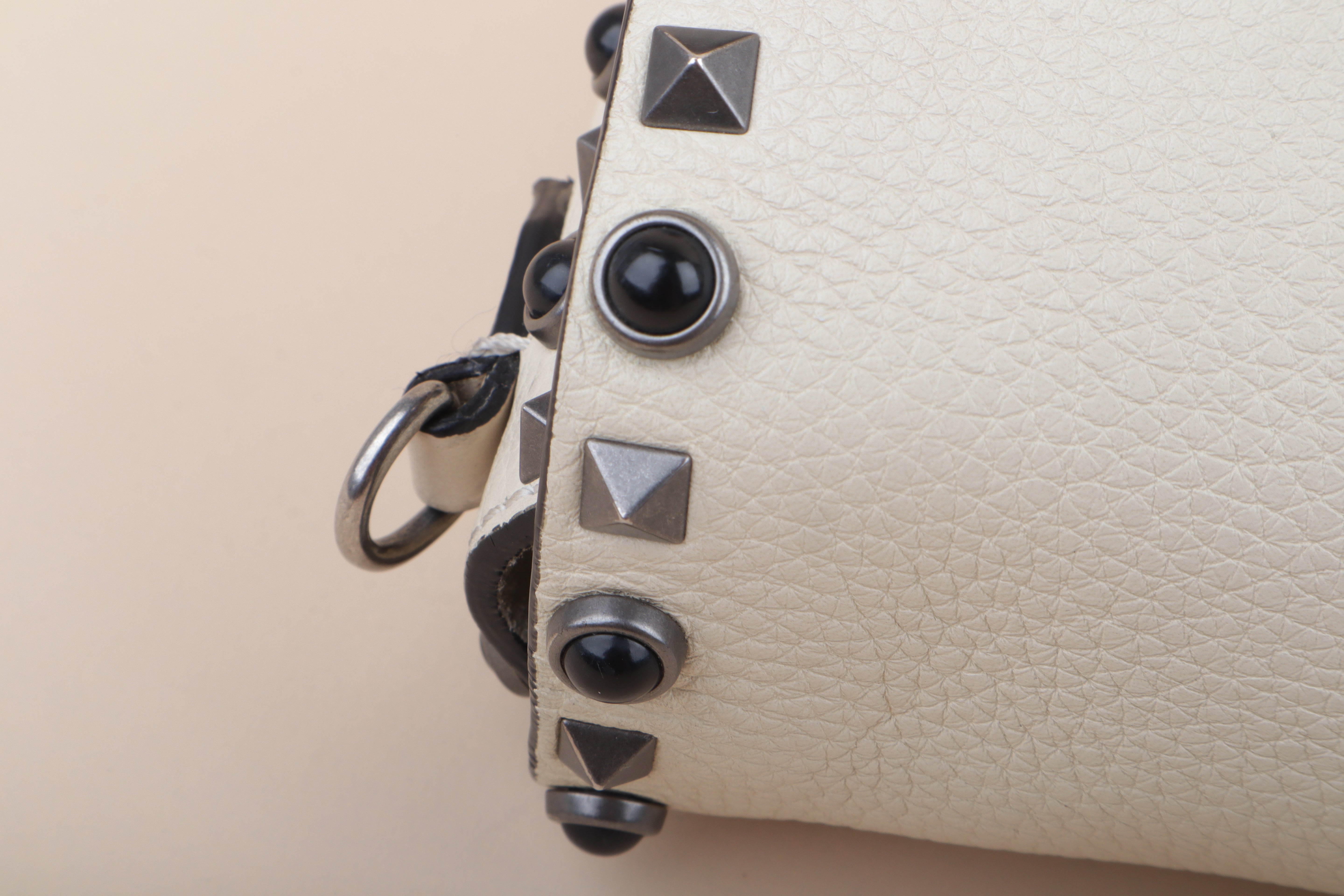 Valentino Ivory Cream Guitar Strap Rolling Rockstud Crossbody Bag
