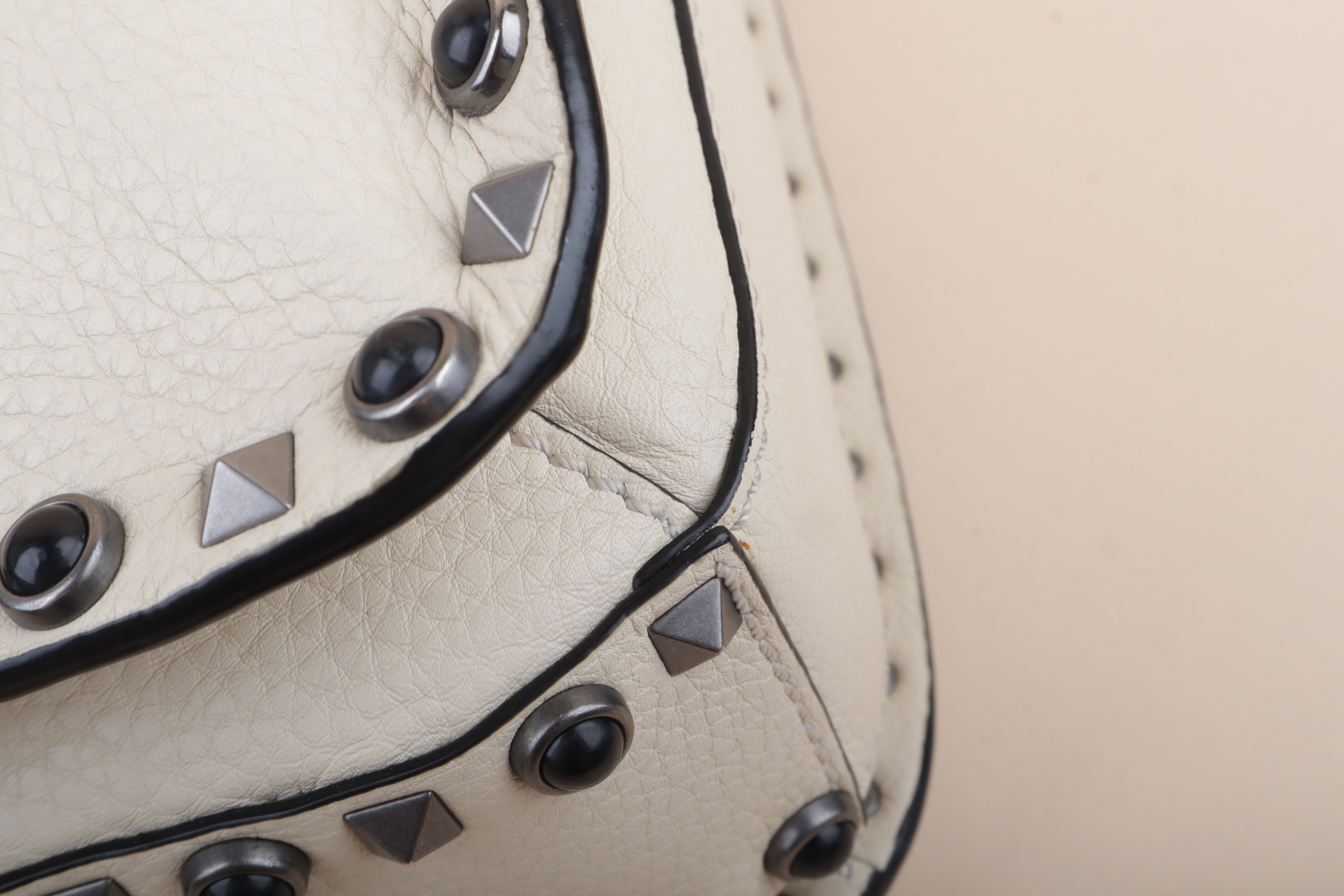 Valentino Ivory Cream Guitar Strap Rolling Rockstud Crossbody Bag