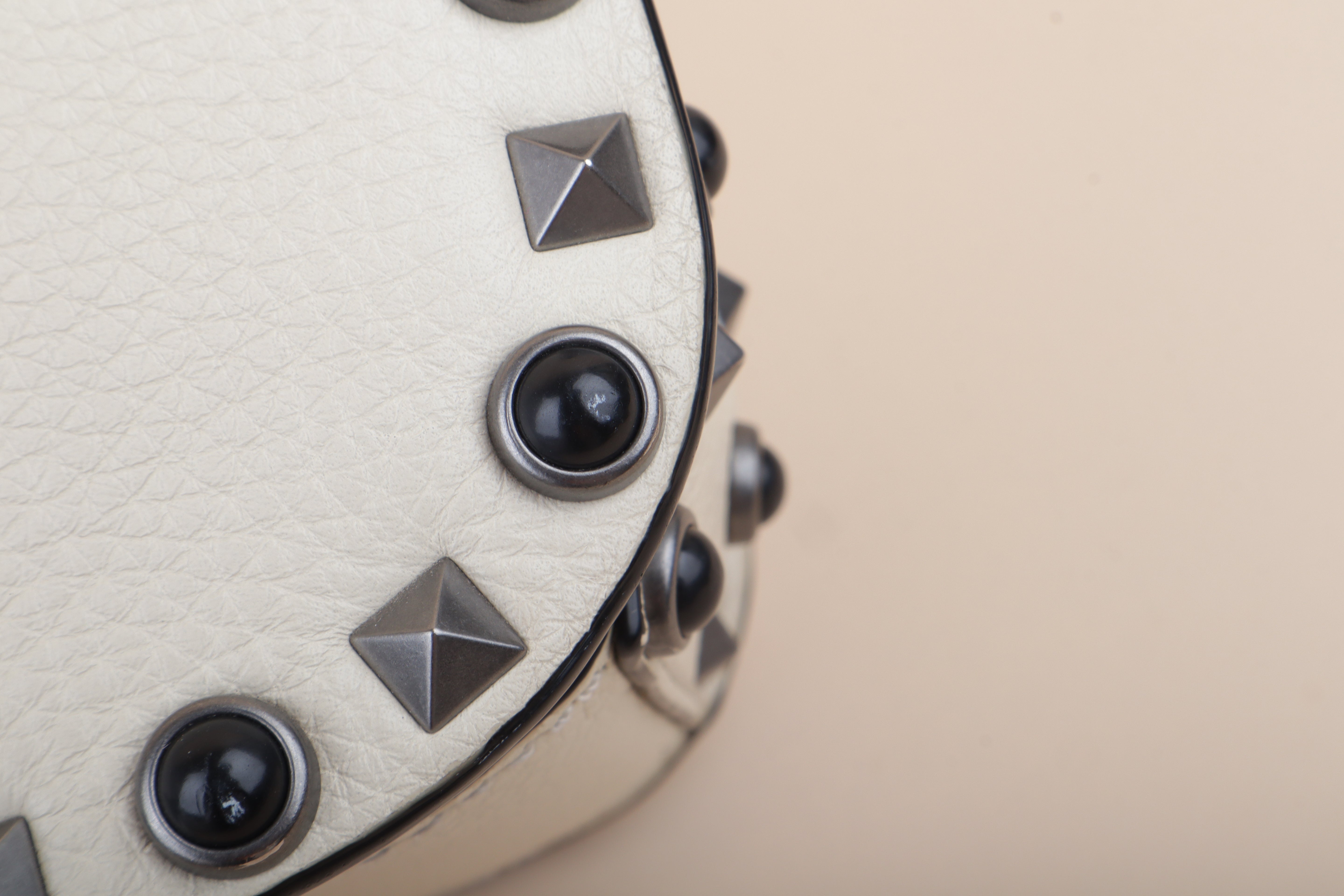 Valentino Ivory Cream Guitar Strap Rolling Rockstud Crossbody Bag