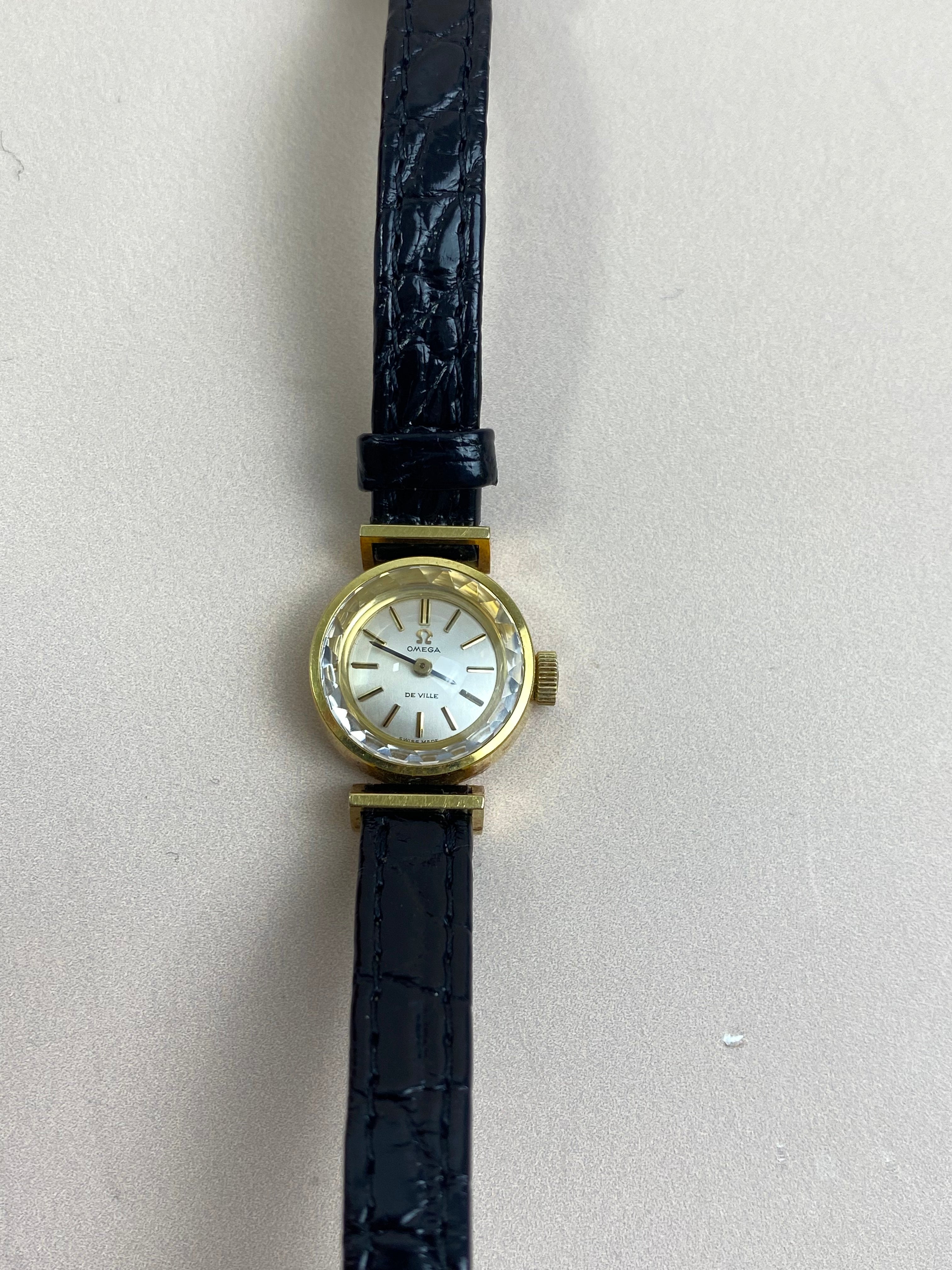 Omega Black Vintage Mechanical Movement De Ville 17mm Watch