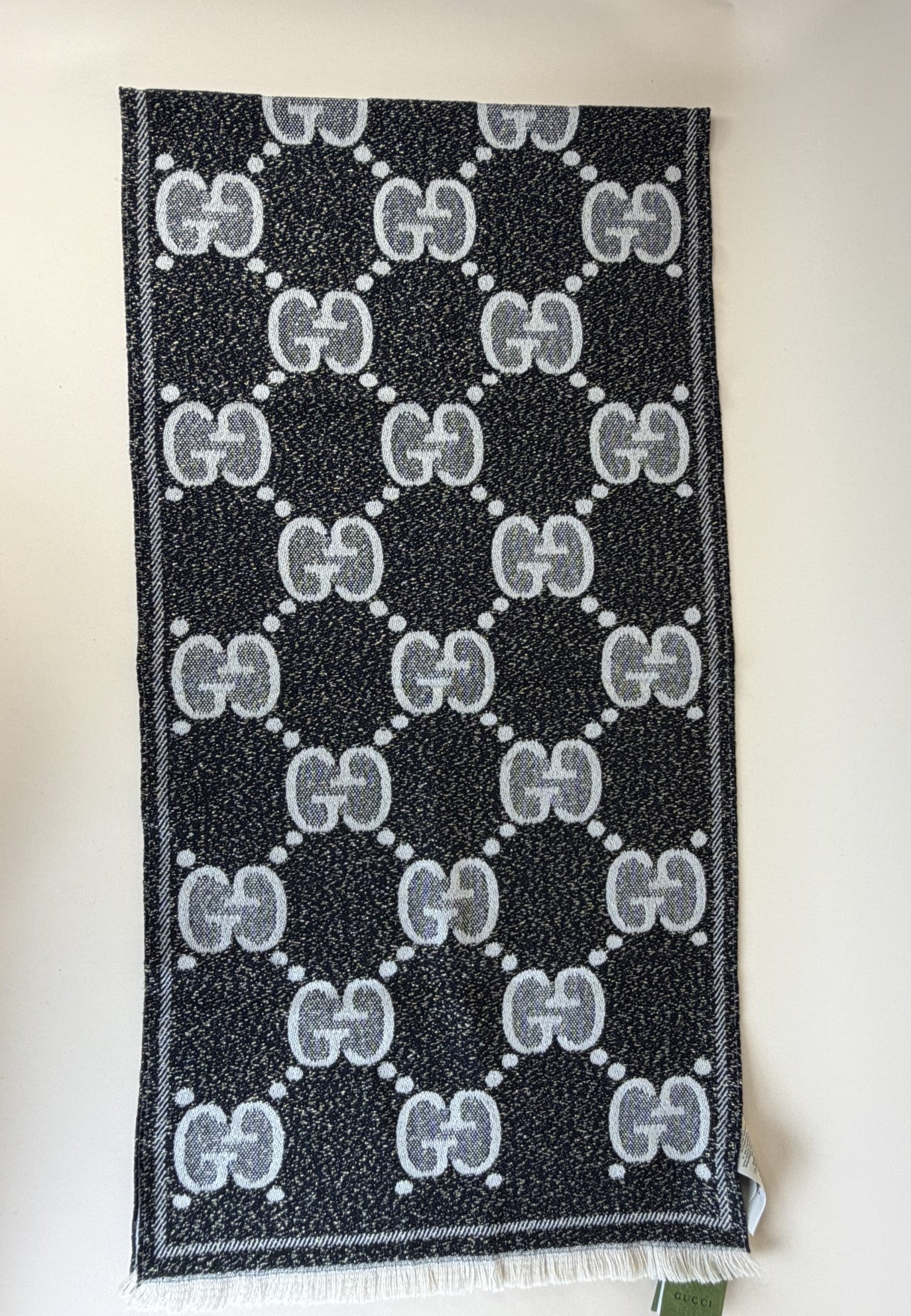 GUCCI gg jumbo wool scarf black& beige-Scarf-Gucci-The Closet Egypt