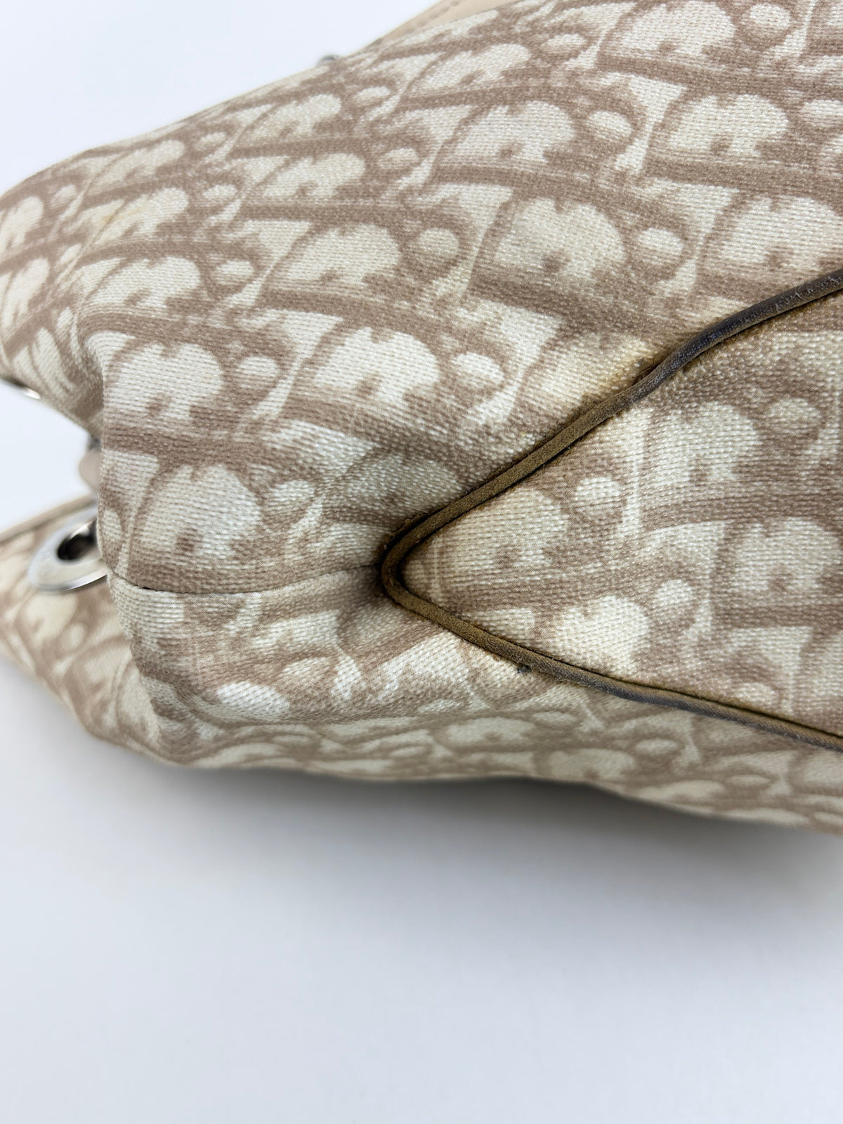 Dior beige monogram vintage trotter canvas romantic tote bag
