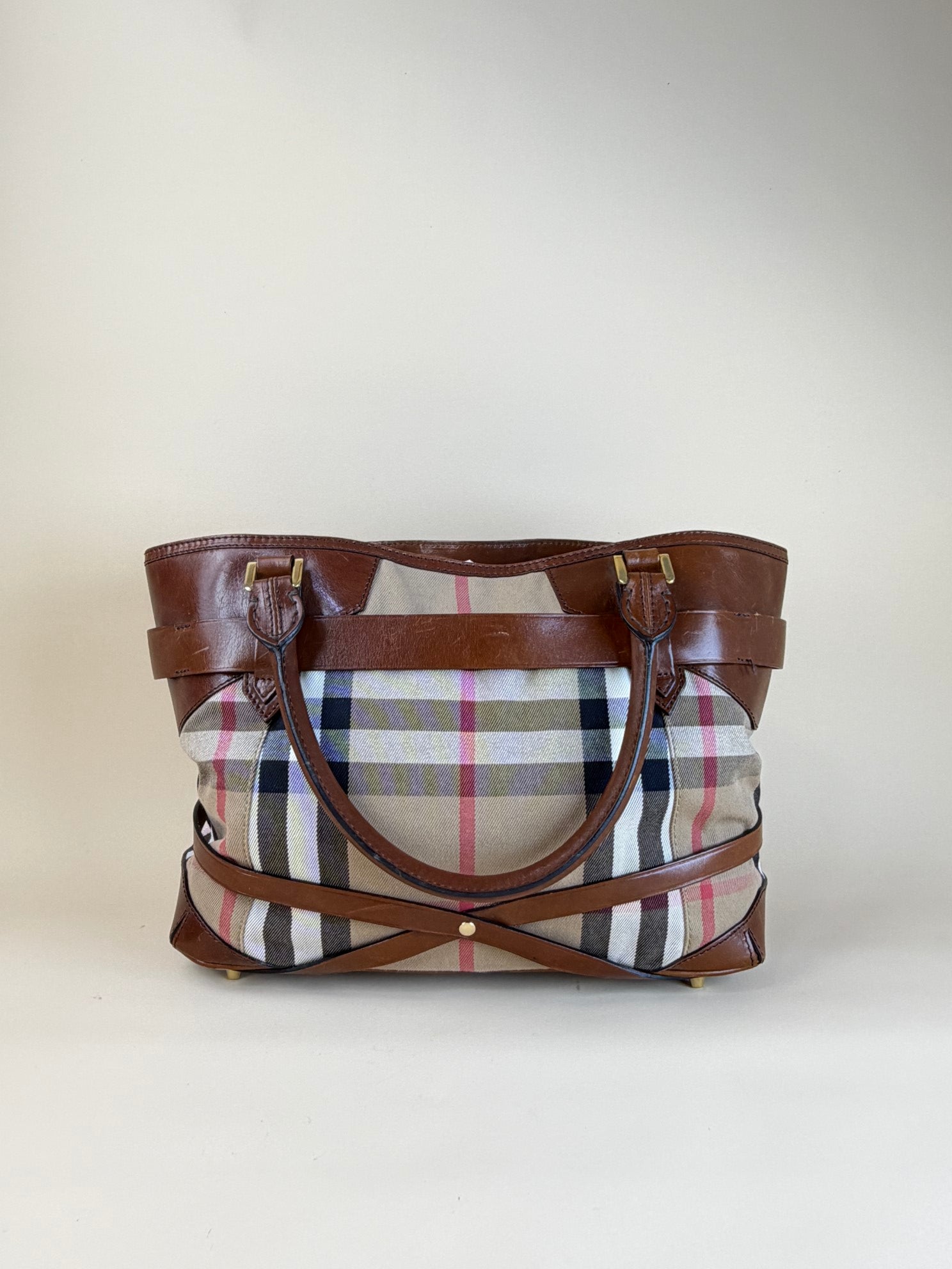 Burberry Camel Lyncher Bridle House Check medium Top Handle Bag-top handle-Burberry-The Closet Egypt