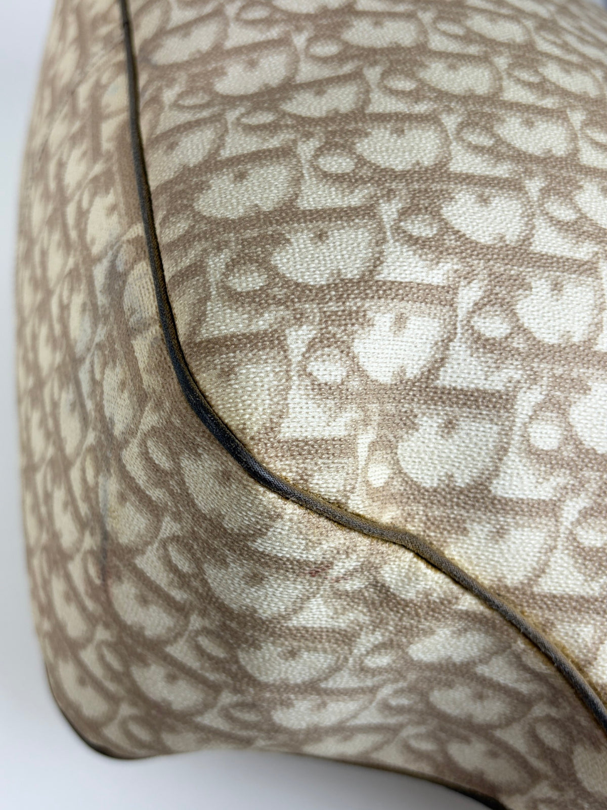 Dior beige monogram vintage trotter canvas romantic tote bag