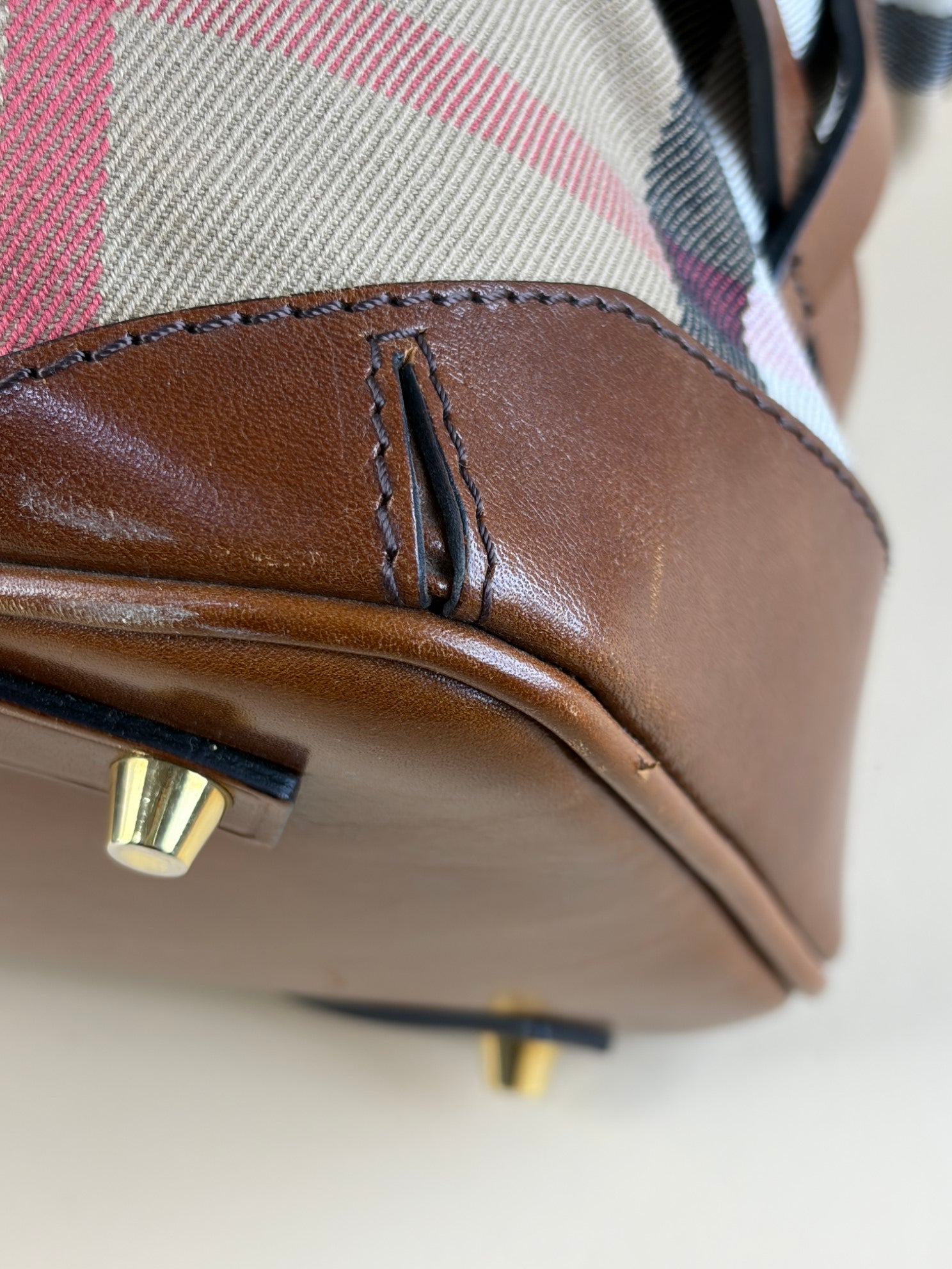 Burberry Camel Lyncher Bridle House Check medium Top Handle Bag-top handle-Burberry-The Closet Egypt
