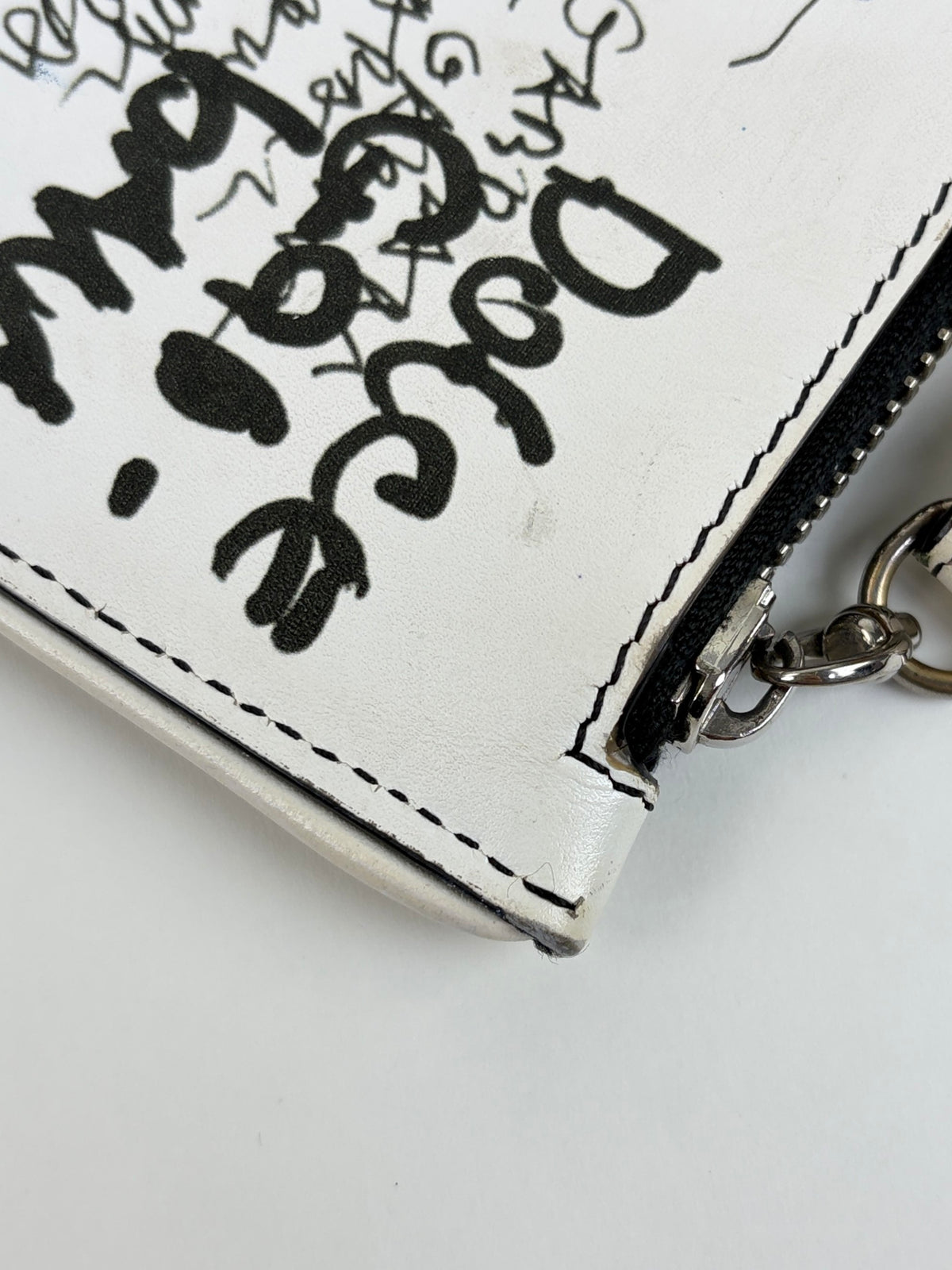 Dolce & Gabbana white calfskin limited graffiti printed flat clutch