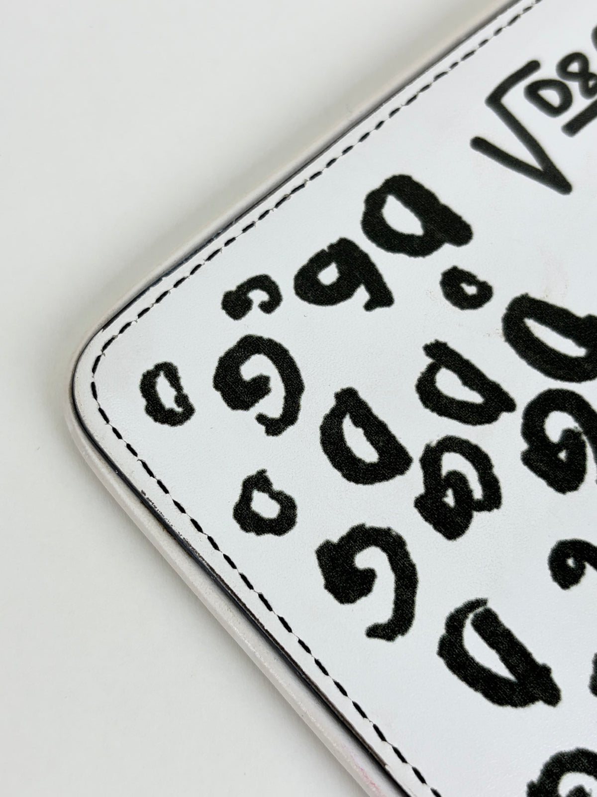 Dolce & Gabbana white calfskin limited graffiti printed flat clutch
