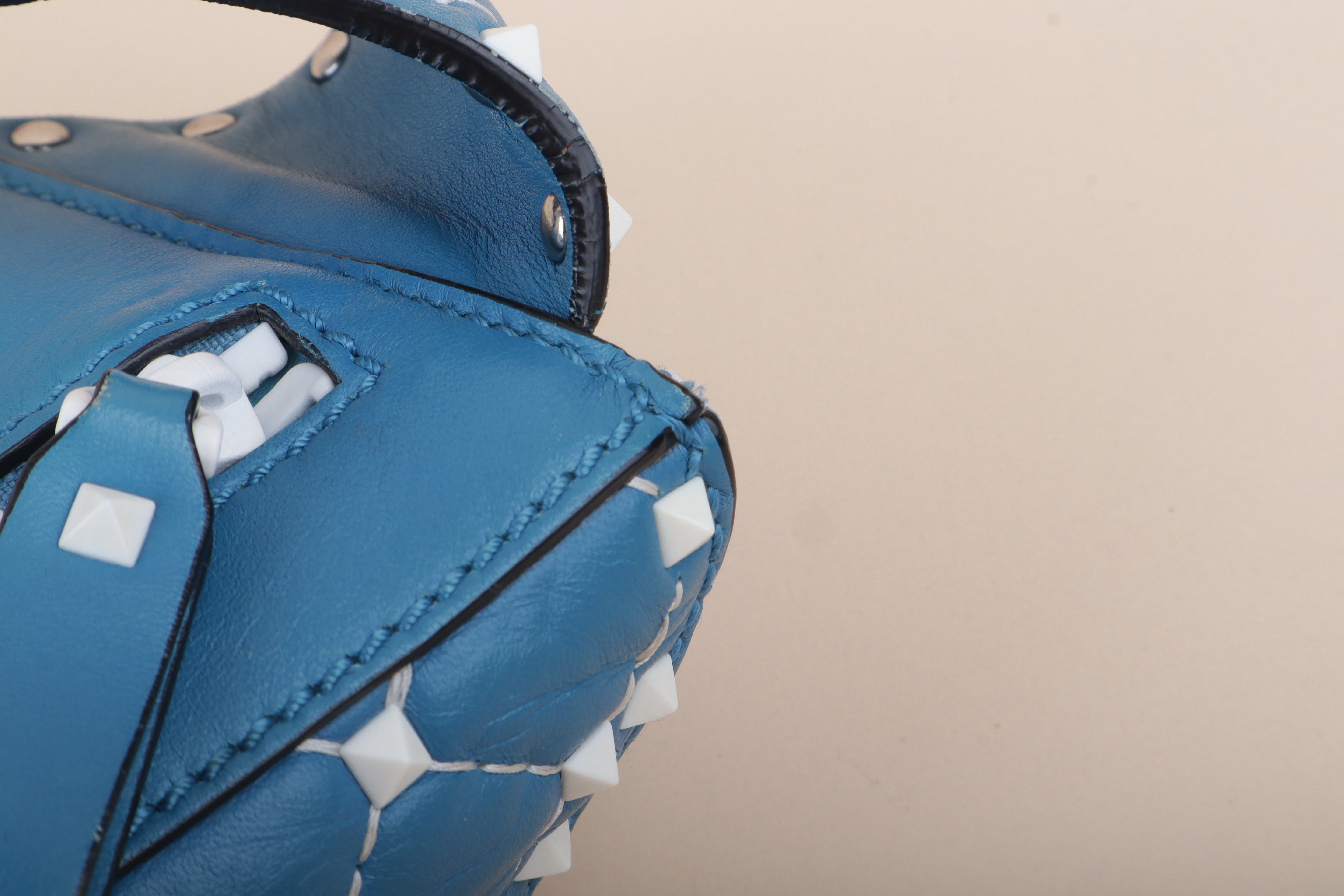 Valentino Blue Rockstud Free Spike Belt Bag 75