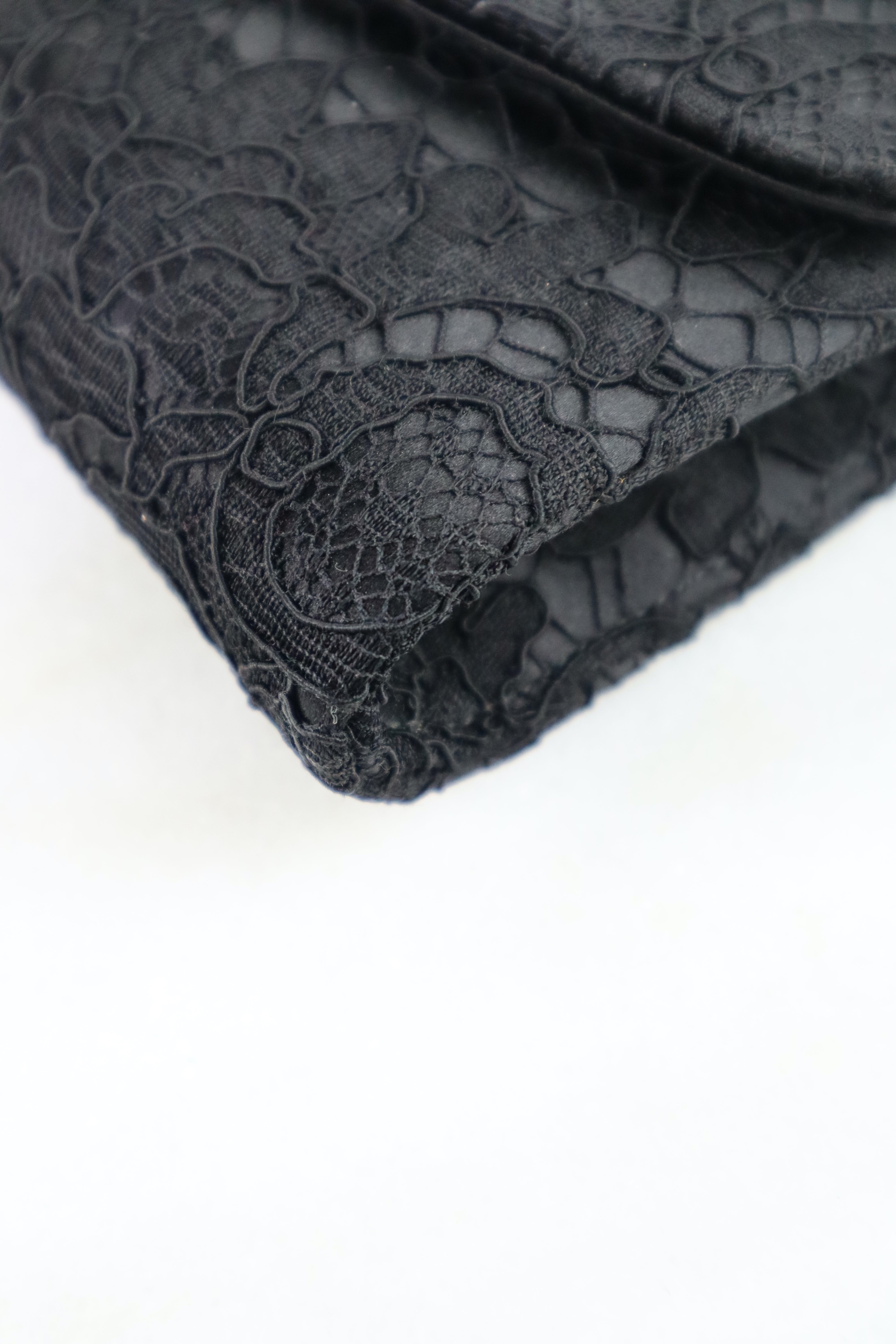 Dolce & Gabbana Black Lace Padlock Chain Clutch WOC
