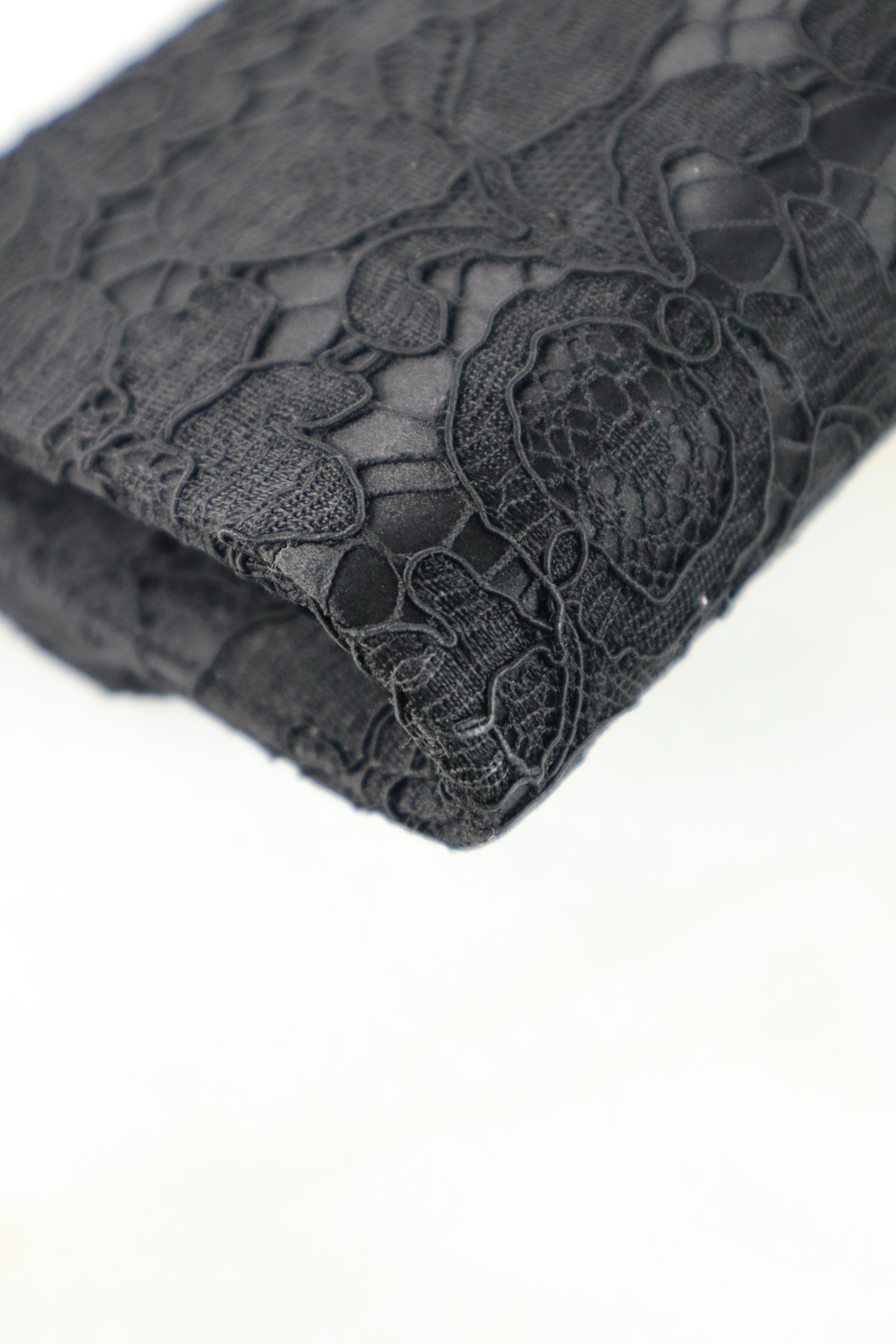 Dolce & Gabbana Black Lace Padlock Chain Clutch WOC