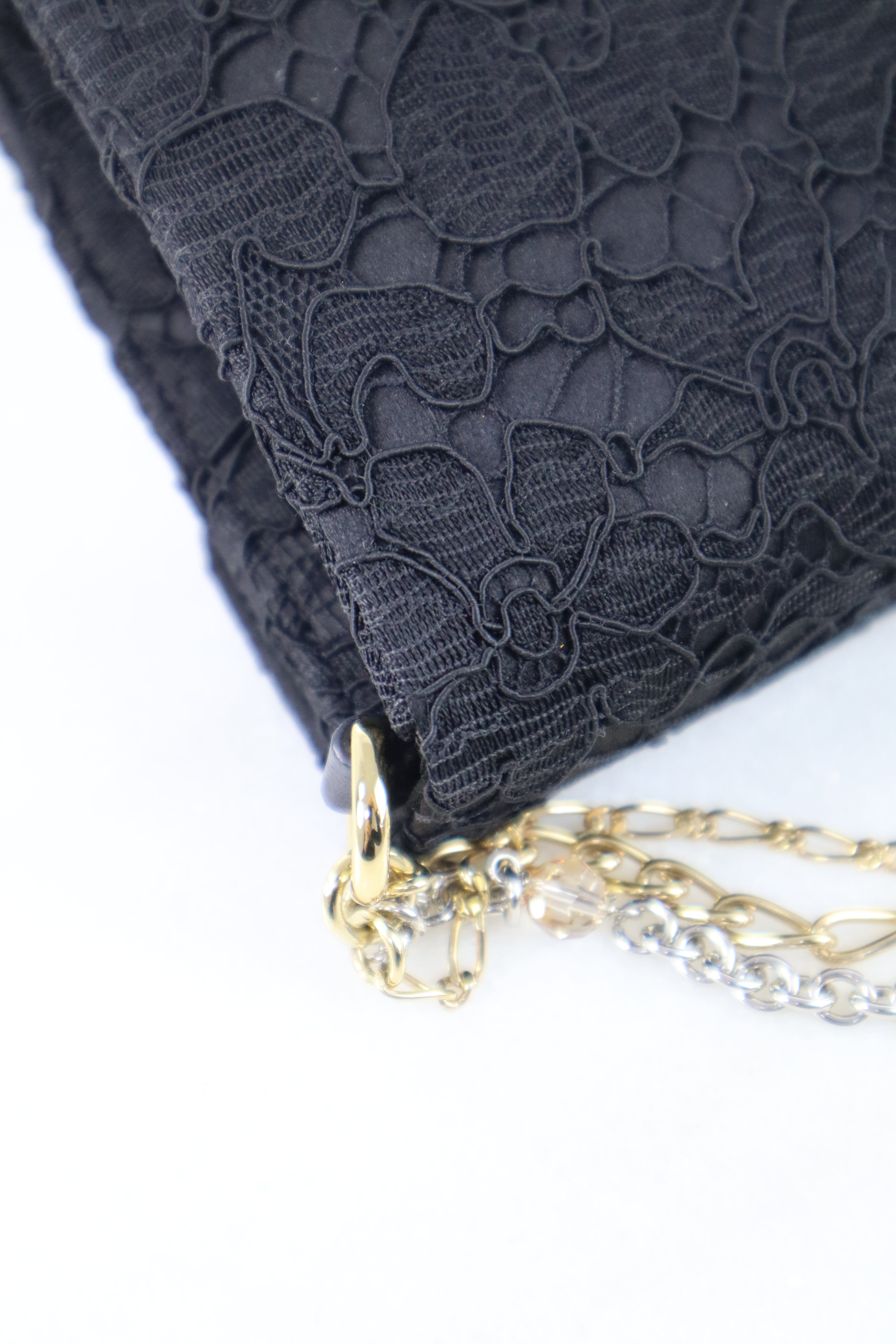 Dolce & Gabbana Black Lace Padlock Chain Clutch WOC