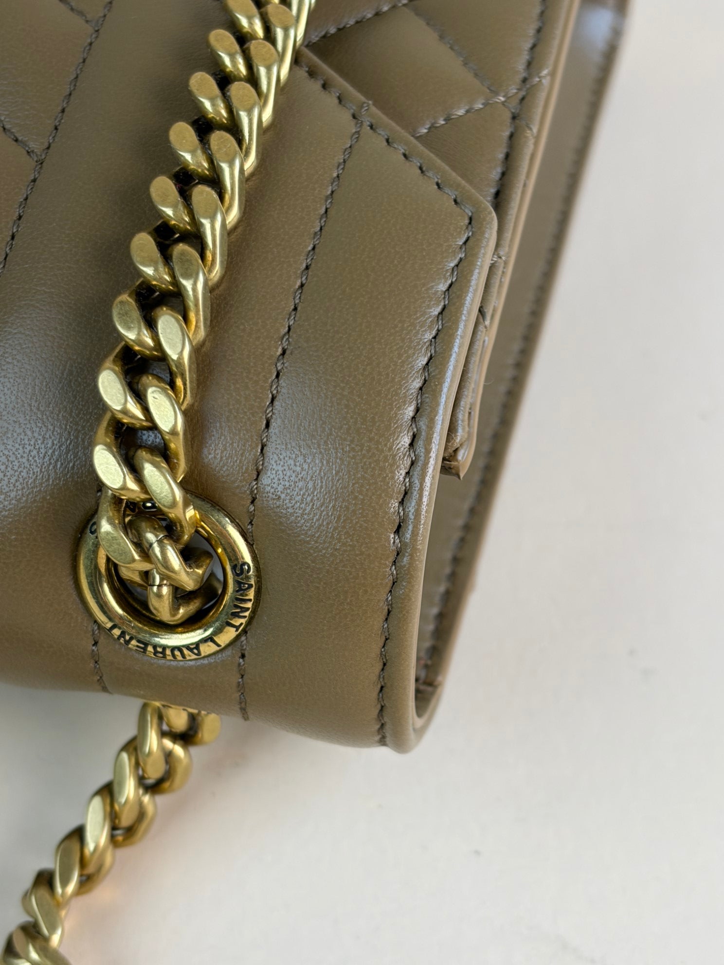 YSL light brown leather matelassé medium lambskin envelope-shoulder bag-YSL-The Closet Egypt