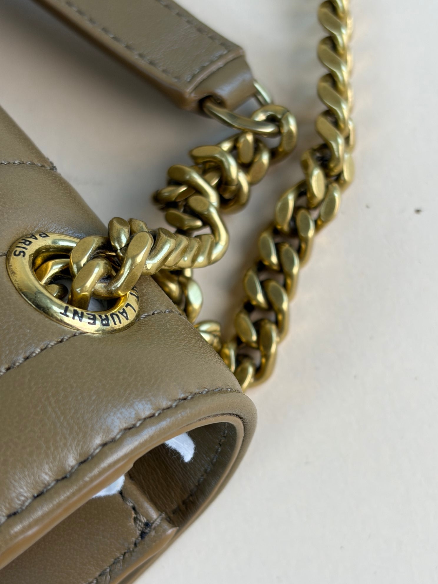 YSL light brown leather matelassé medium lambskin envelope-shoulder bag-YSL-The Closet Egypt