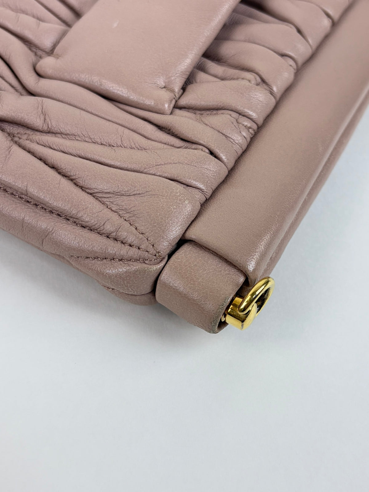 Miu Miu pink nude Matelasse NAPPA leather large Chain Clutch Bag