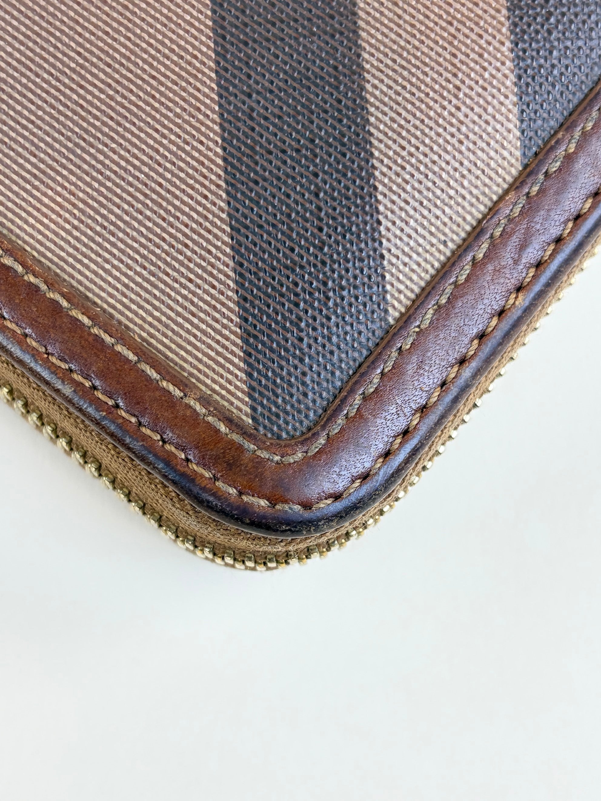 Burberry Brown Haymarket Check Ziggy Zip Wallet