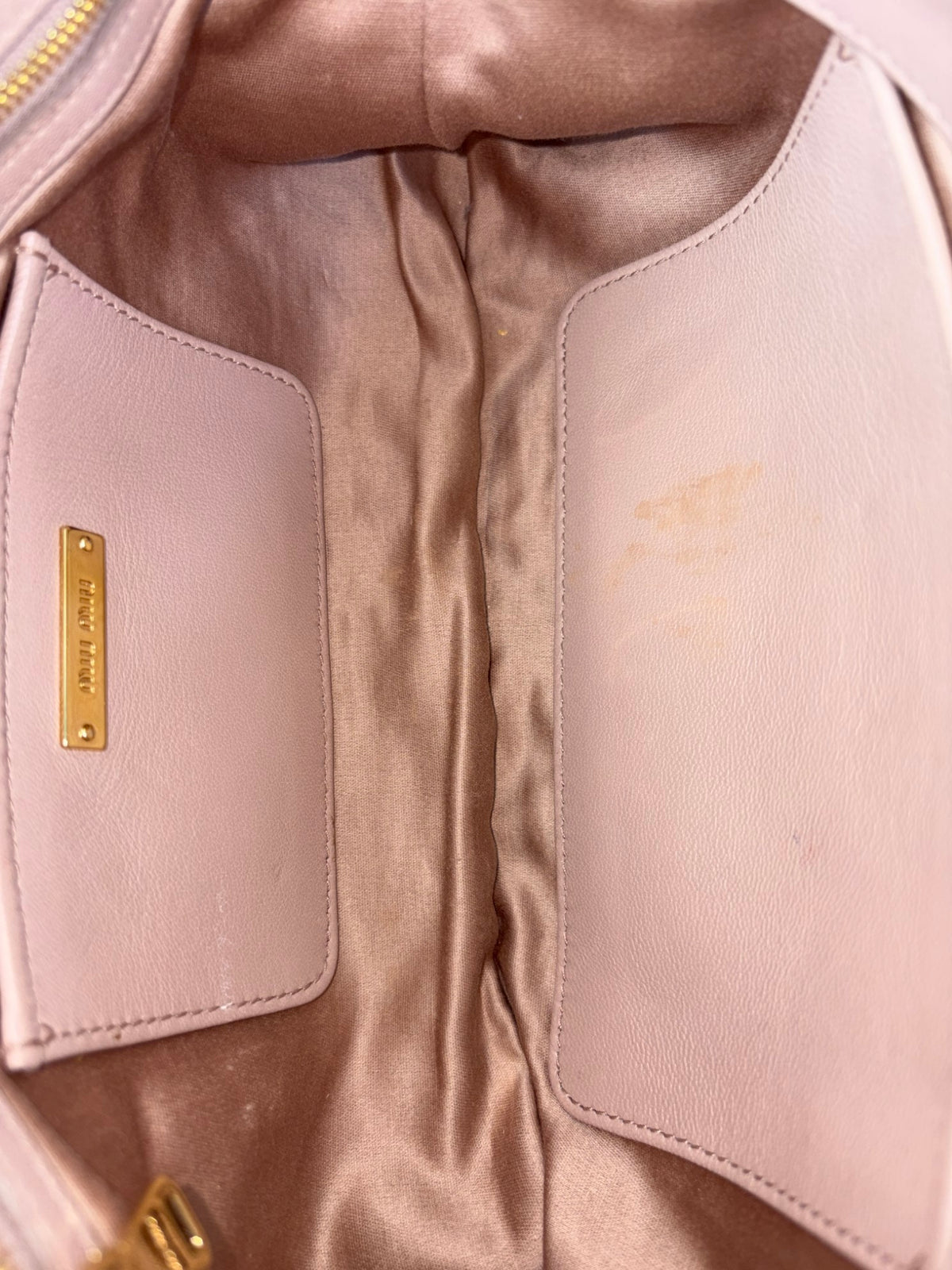 Miu Miu pink nude Matelasse NAPPA leather large Chain Clutch Bag