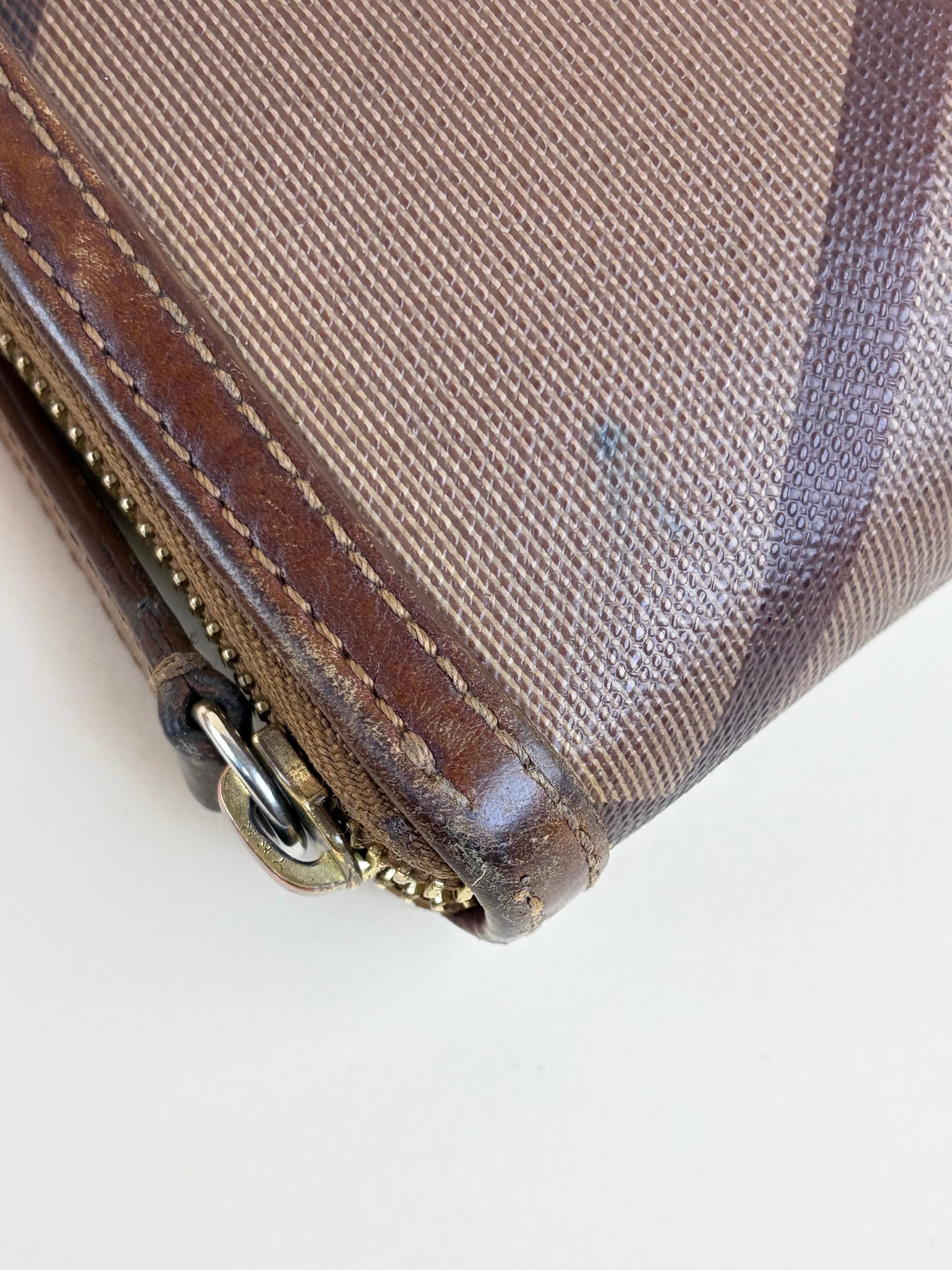 Burberry Brown Haymarket Check Ziggy Zip Wallet