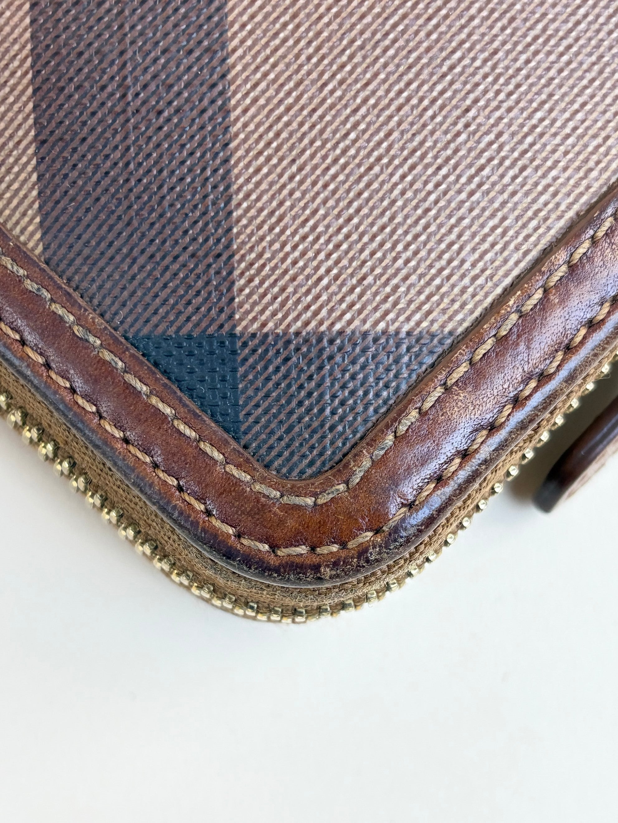 Burberry Brown Haymarket Check Ziggy Zip Wallet