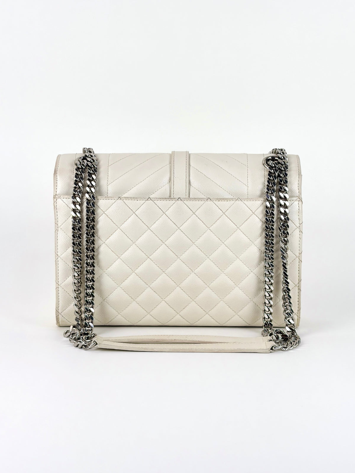 YSL white matelassé tri-quilt medium monogram