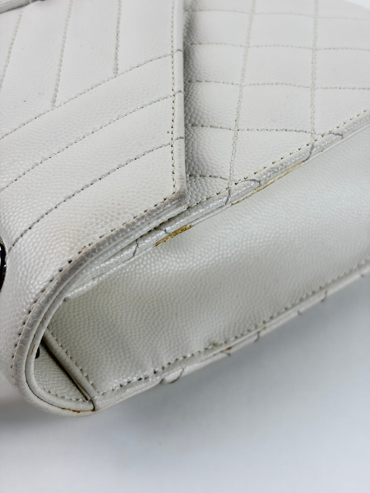 YSL white matelassé tri-quilt medium monogram