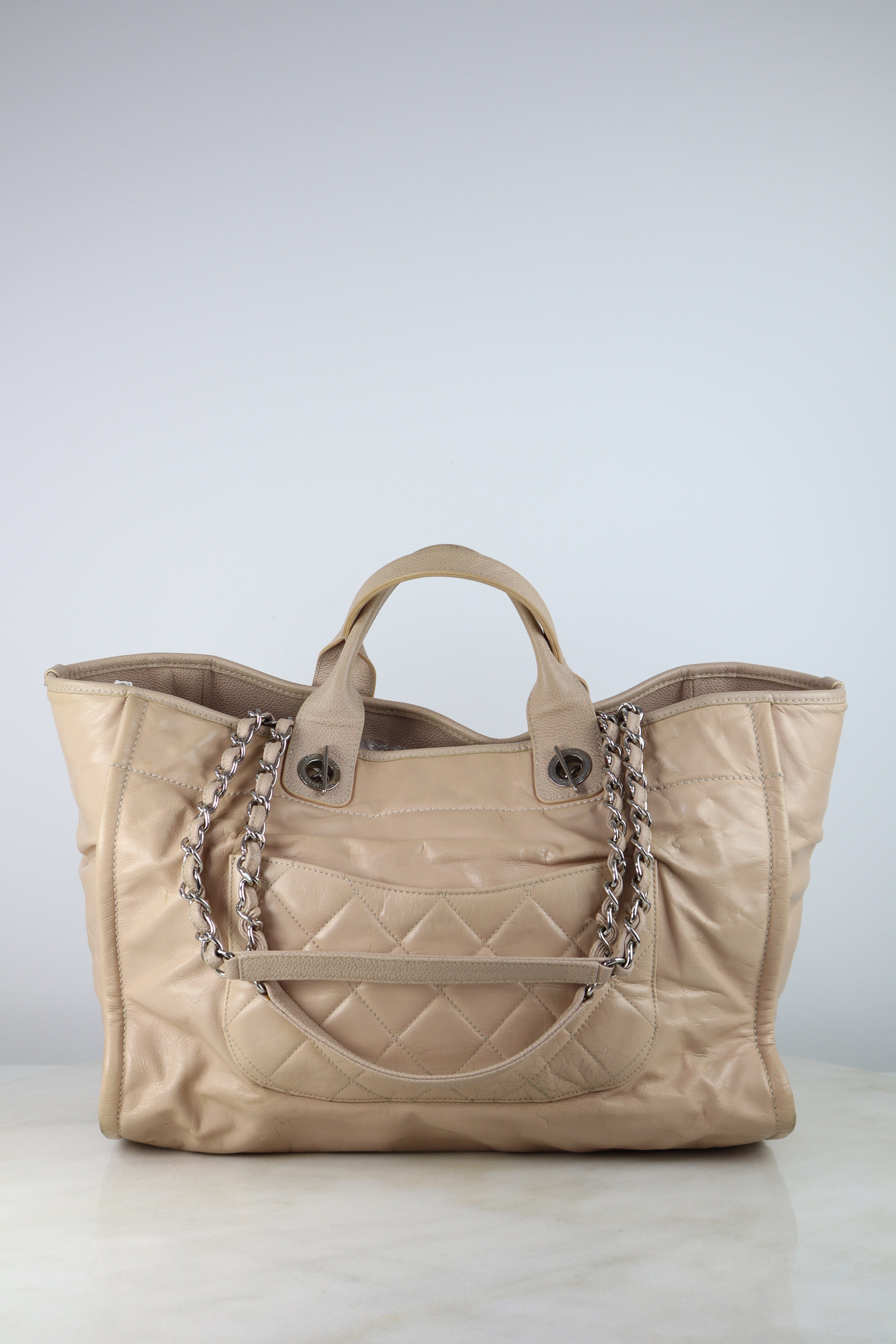 Chanel Light Pink Glazed Large Deauville Tote Top Handle Bag