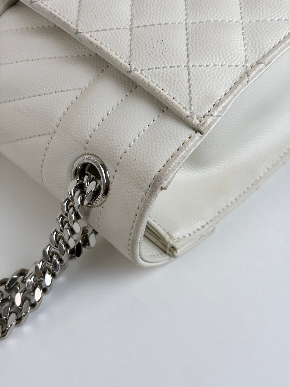 YSL white matelassé tri-quilt medium monogram