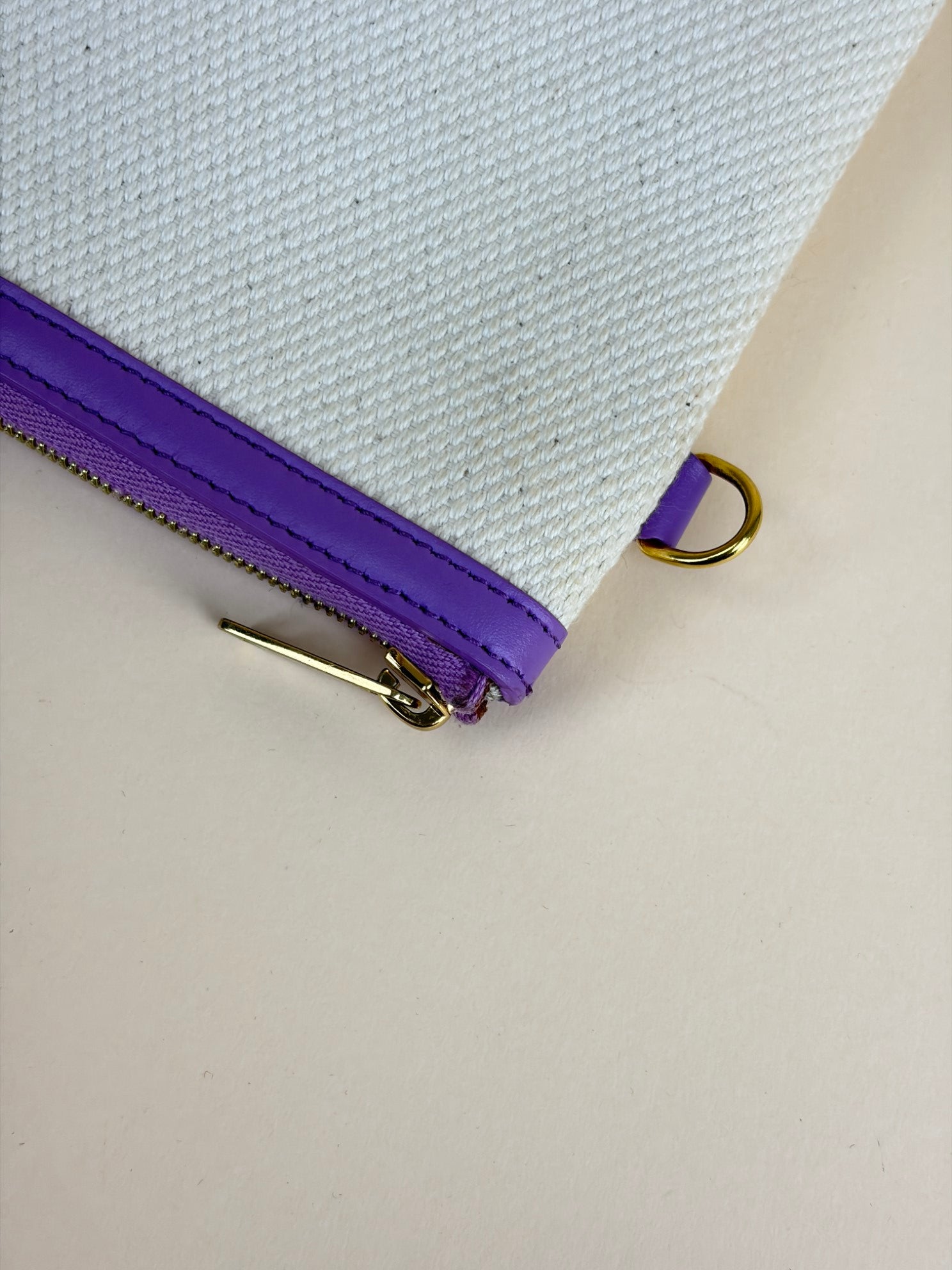 Celine small logo wriswristlet let beige canvas /mauve leather clutch