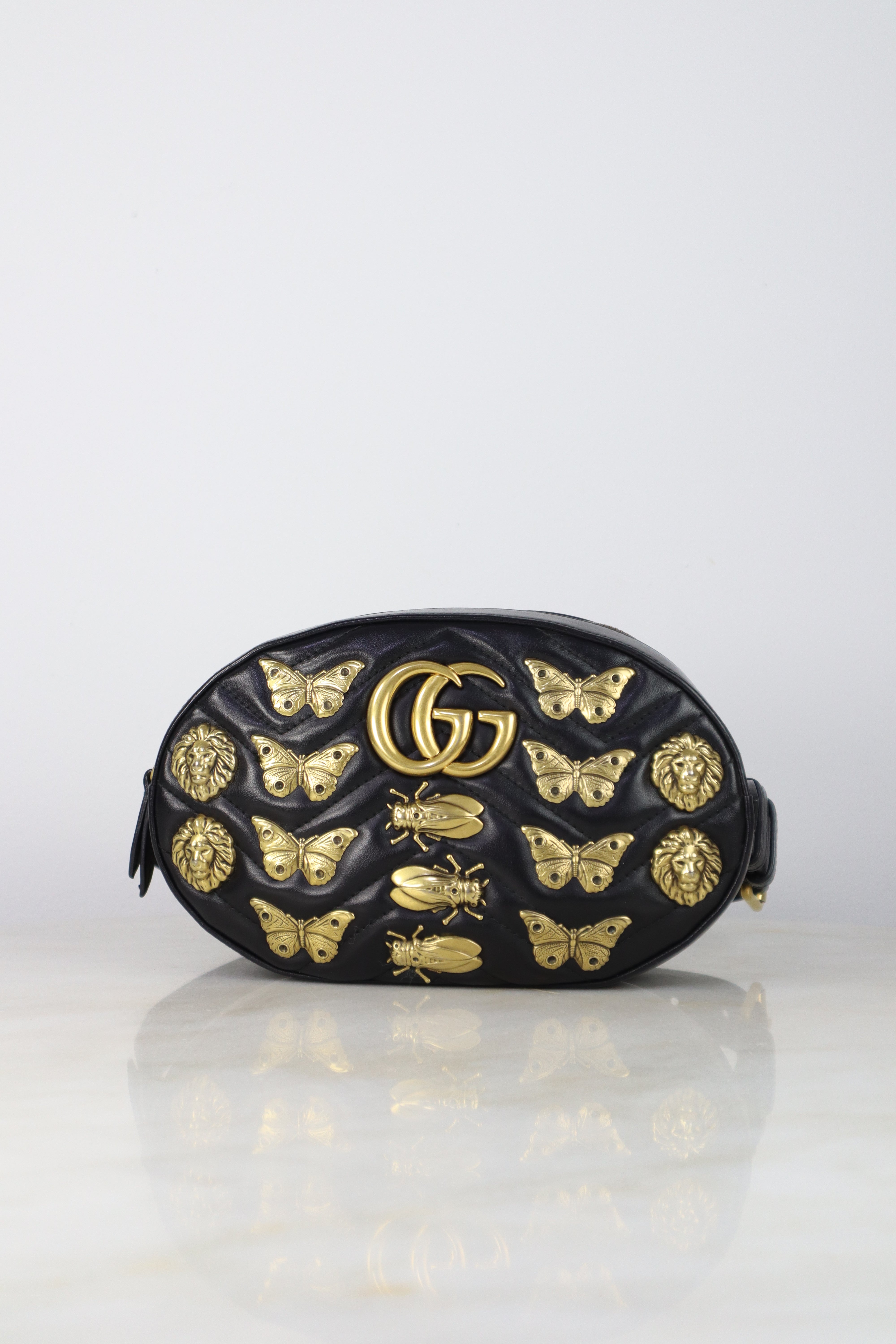 Gucci Black Applique Belt Bag
