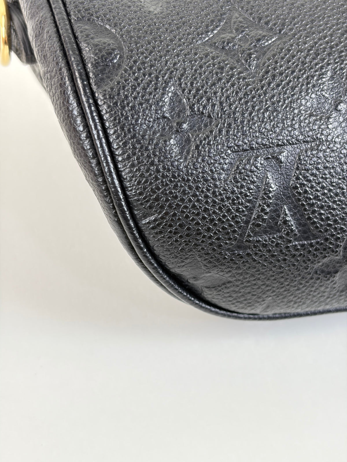 LOUIS VUITTON black monogram empreinte leather mini bumbag