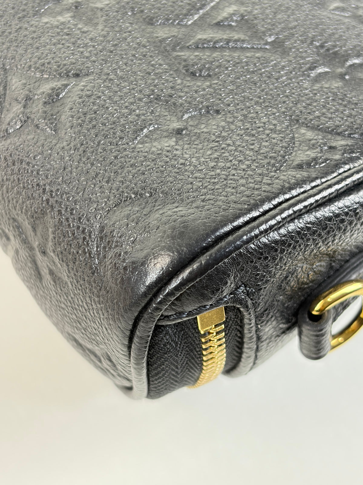 LOUIS VUITTON black monogram empreinte leather mini bumbag