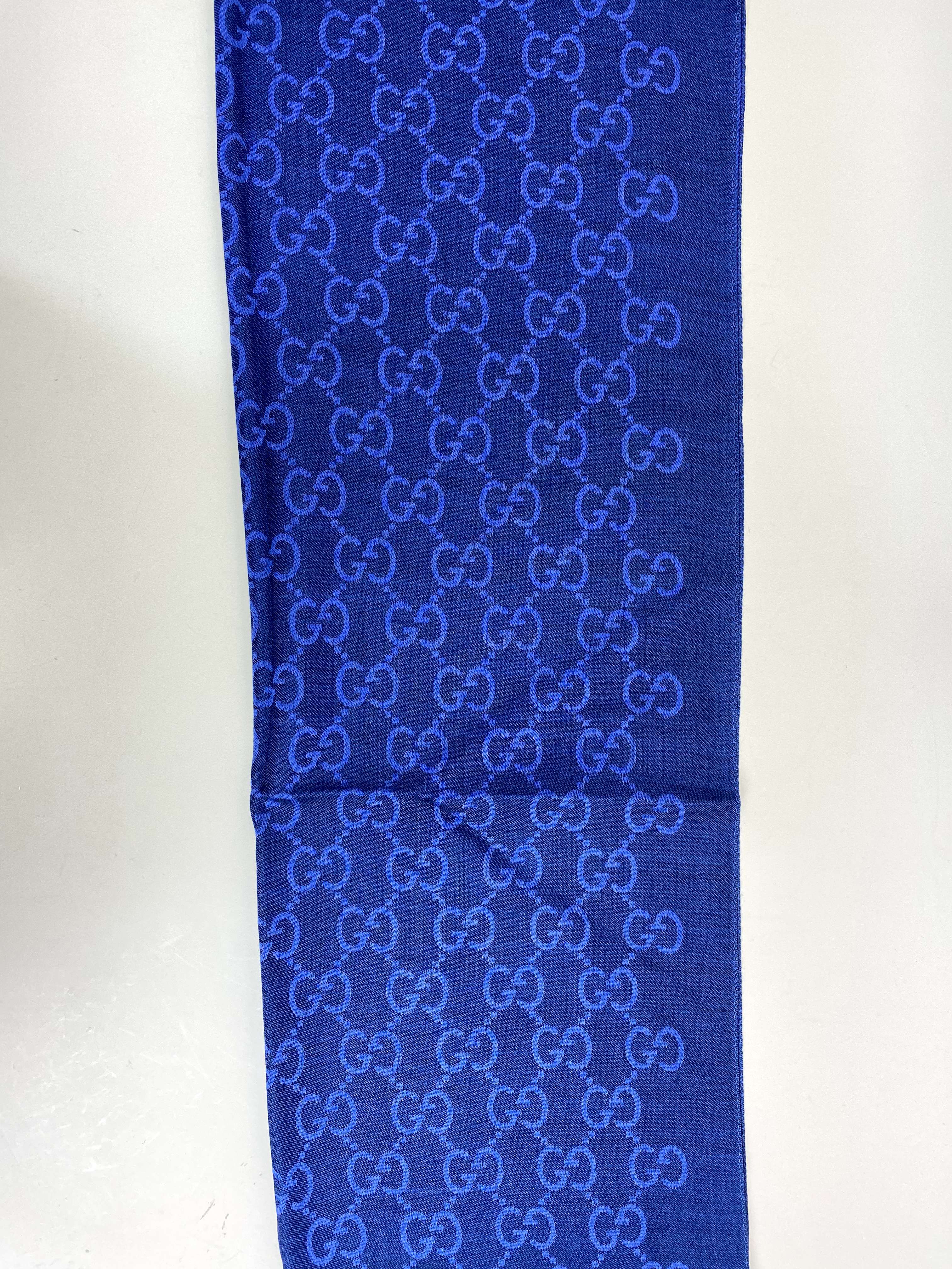 Gucci Blue GG Scarf