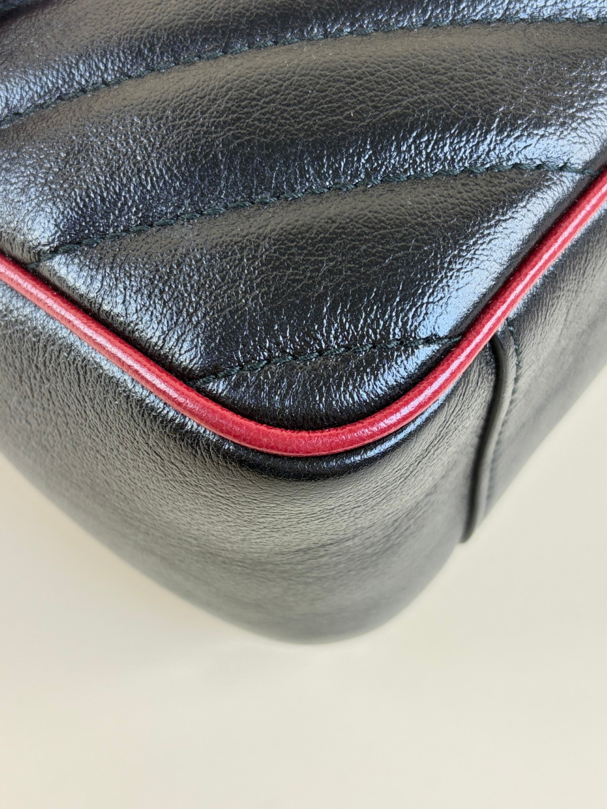 Gucci Black Matelasse Diagonal Small Torchon GG Marmont Shoulder Bag