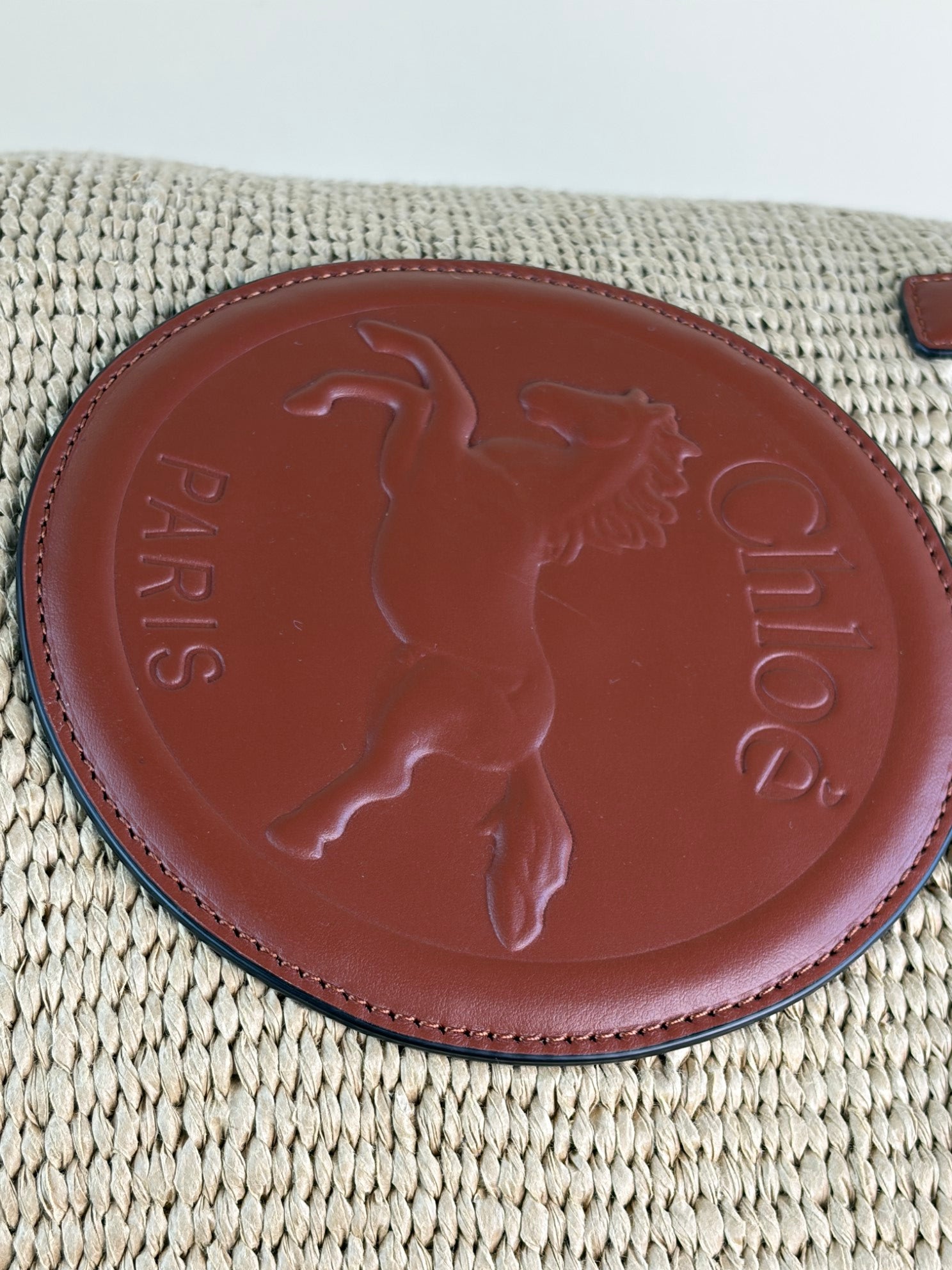 CHLOE large horse basket medal in natural fibers-shoulder bag-Chloe-The Closet Egypt