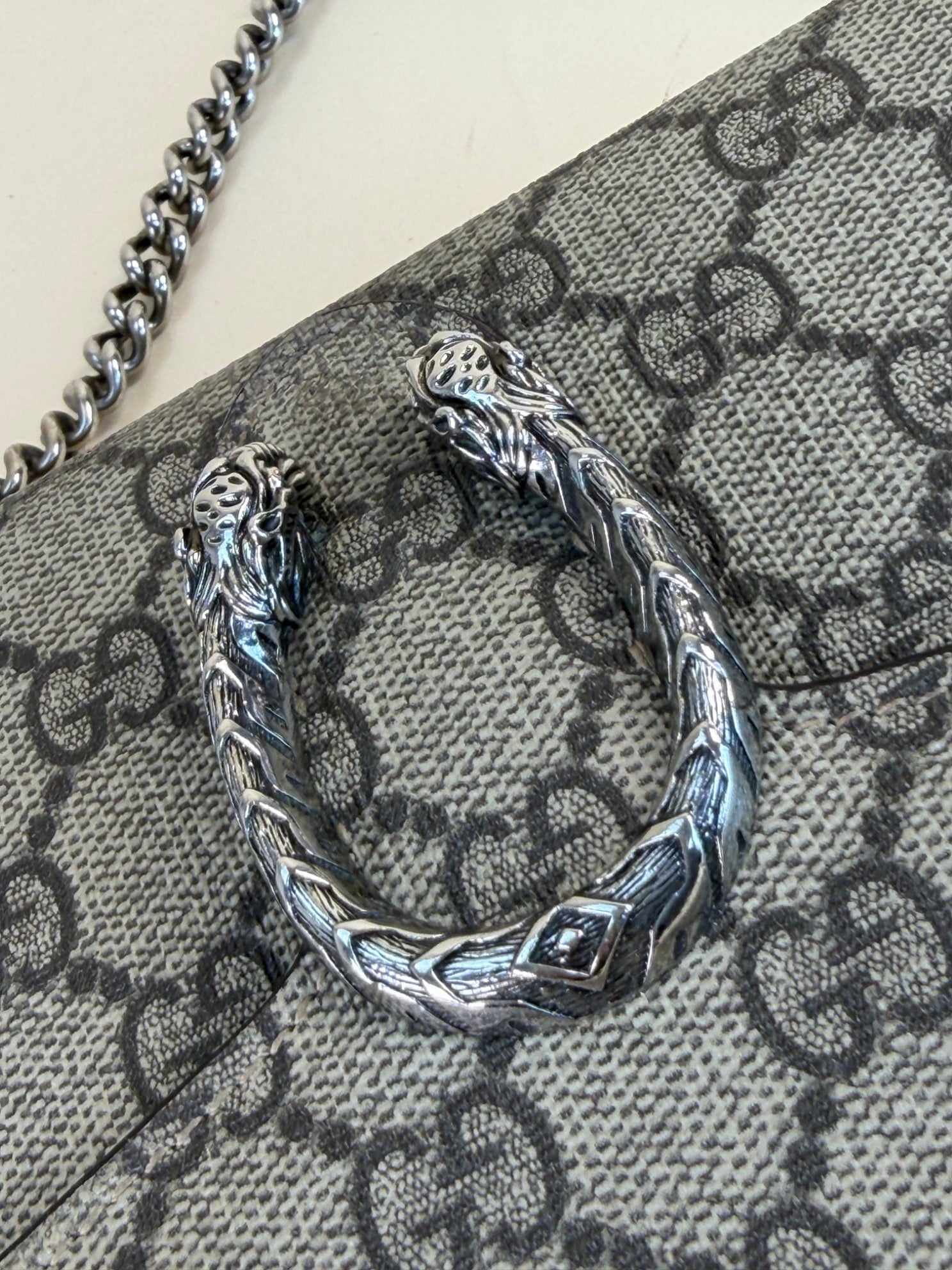 Gucci Ebony GG Supreme Dionysus Wallet On Chain