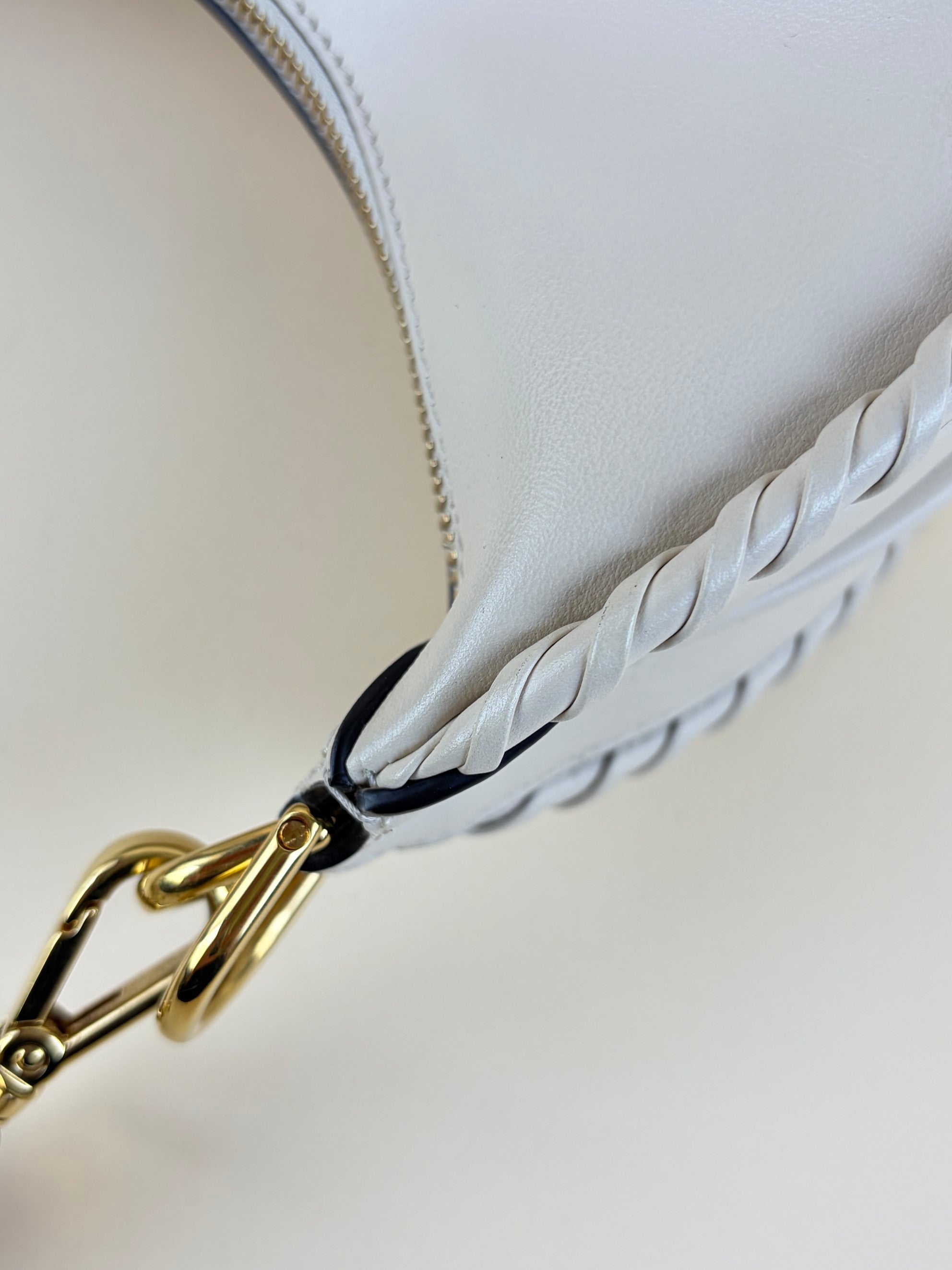 Fendi Beige Vitello Grace Matte Whipstitch Small Fendigraphy Hobo Bag