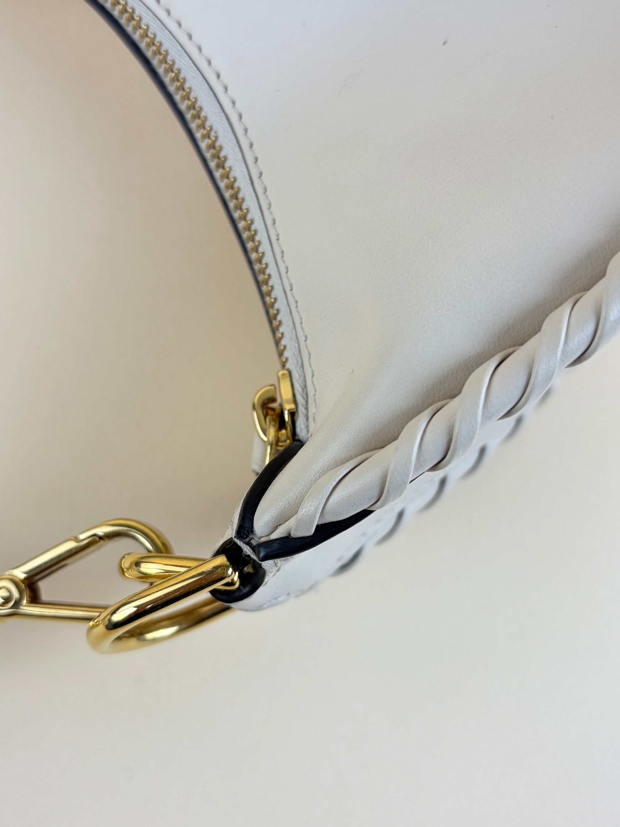 Fendi Beige Vitello Grace Matte Whipstitch Small Fendigraphy Hobo Bag