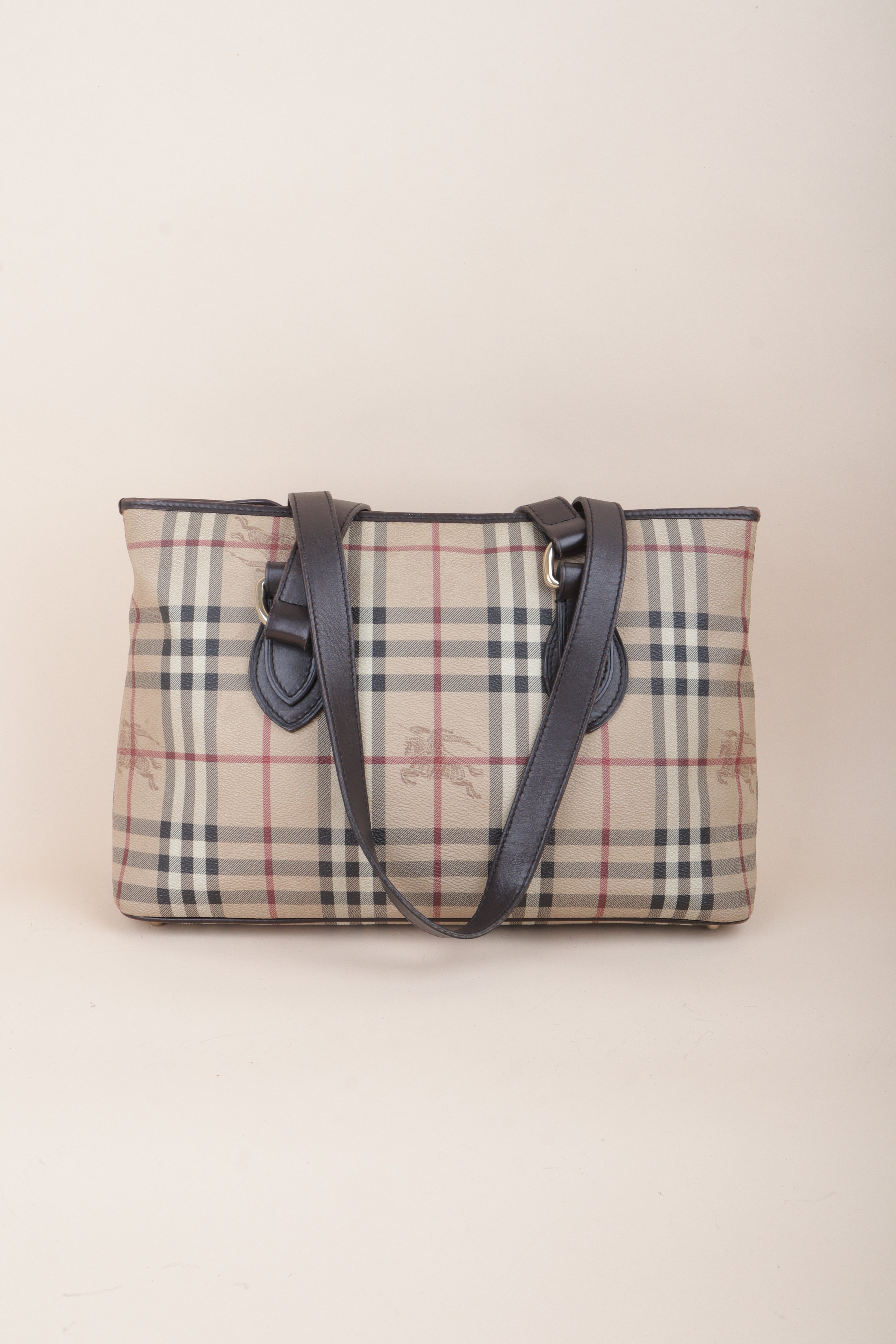 Burberry Bicolor Haymarket Check Regent Tote Medium Shoulder Bag