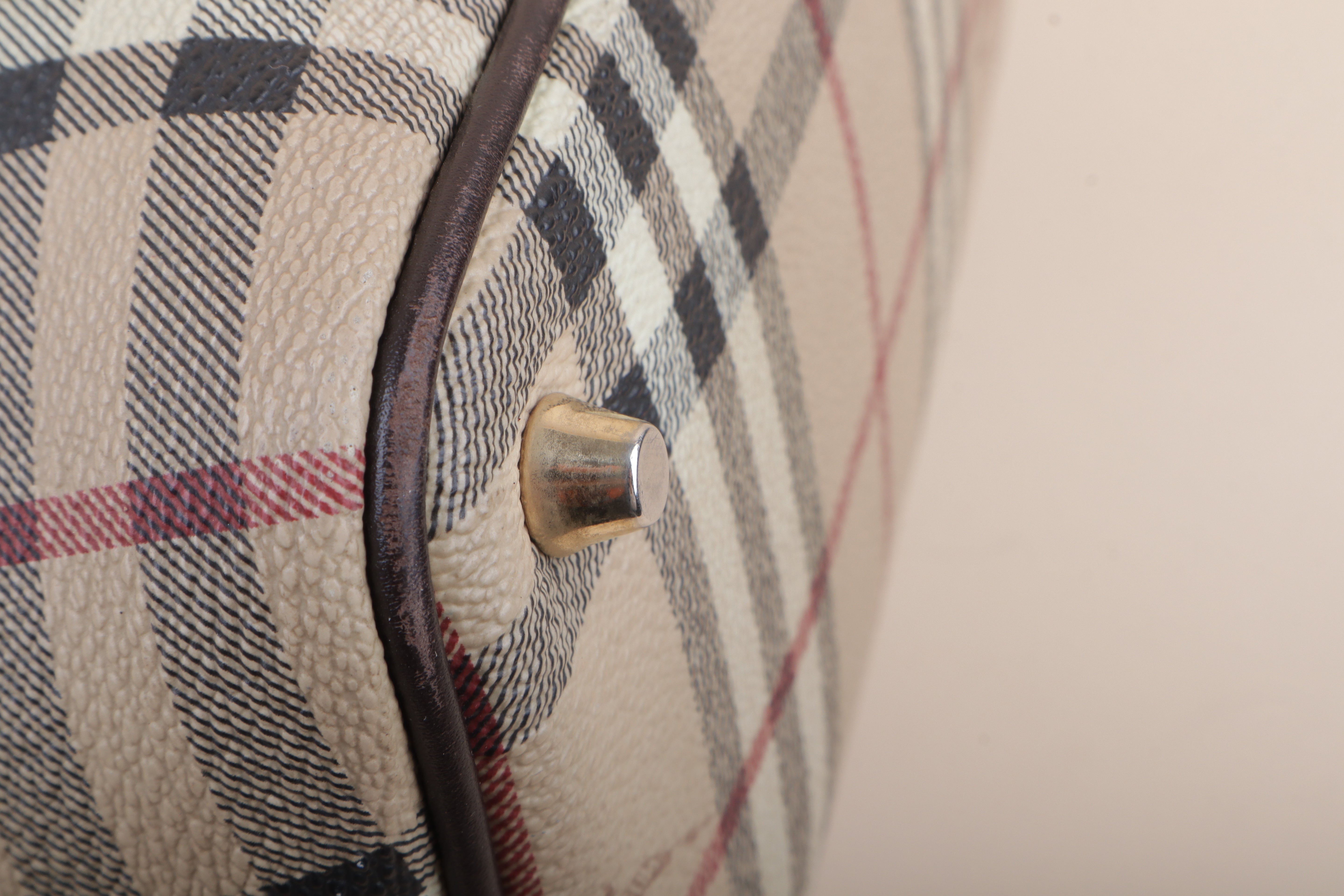 Burberry Bicolor Haymarket Check Regent Tote Medium Shoulder Bag