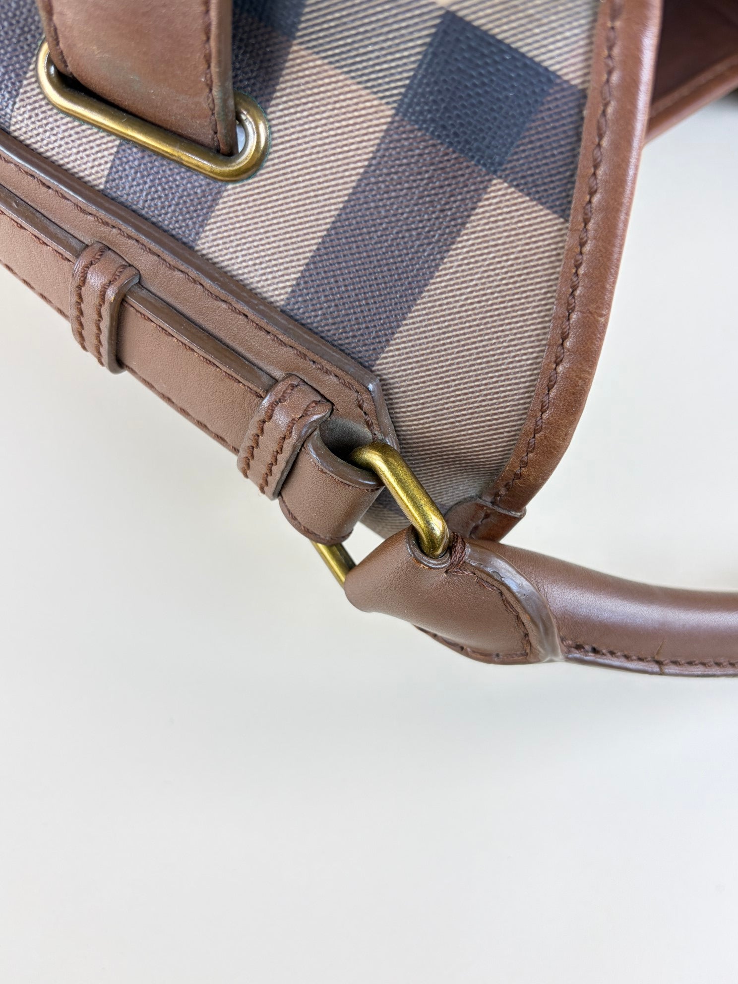 Burberry Brown Smoked Check Trench Belted Medium Walden Hobo Bag
