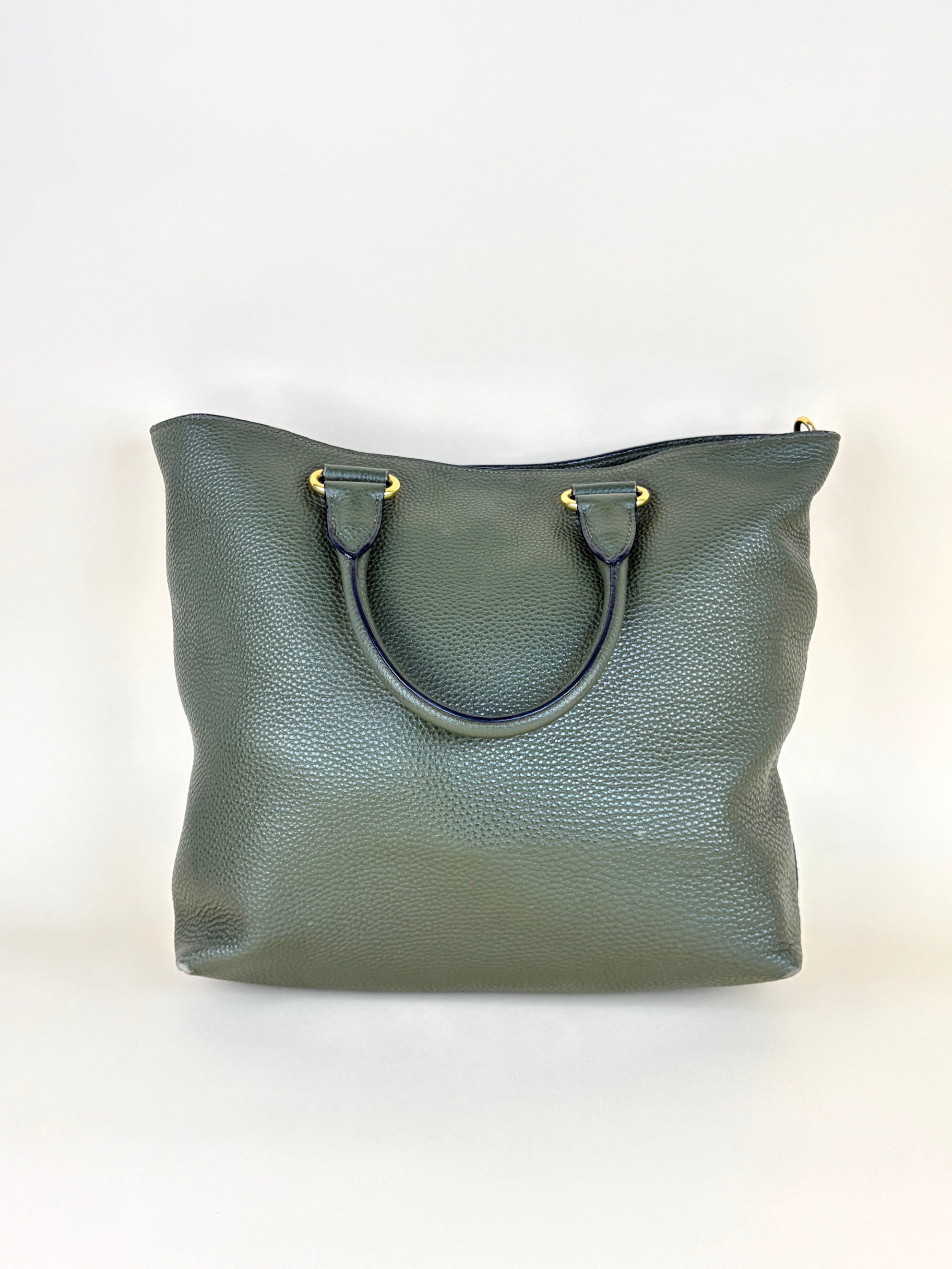 Prada Dark Green Vitello Daino Tote Bag