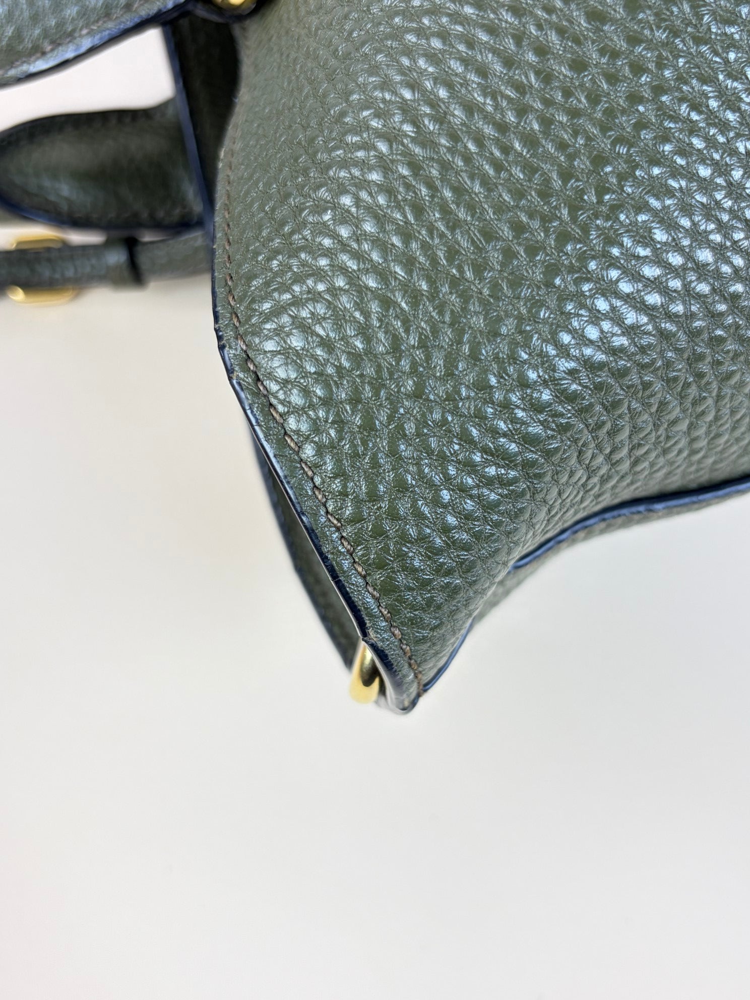 Prada Dark Green Vitello Daino Tote Bag