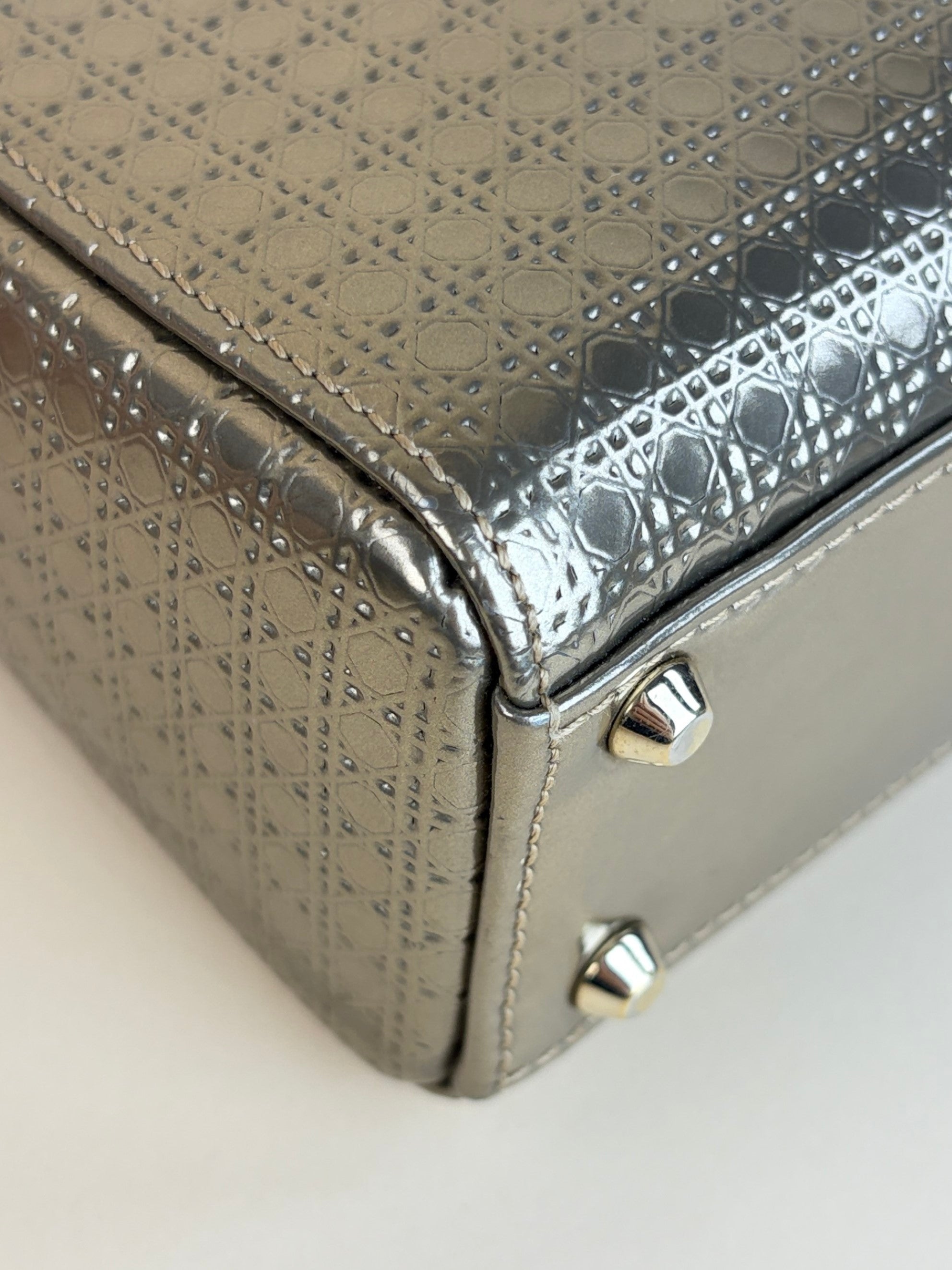 Christian Dior Metallic gold micro lady Dior